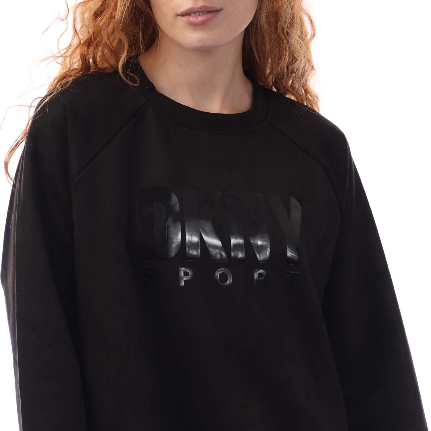 Black - DKNY - Sueded Scuba Pullover Sweatshirt - 2
