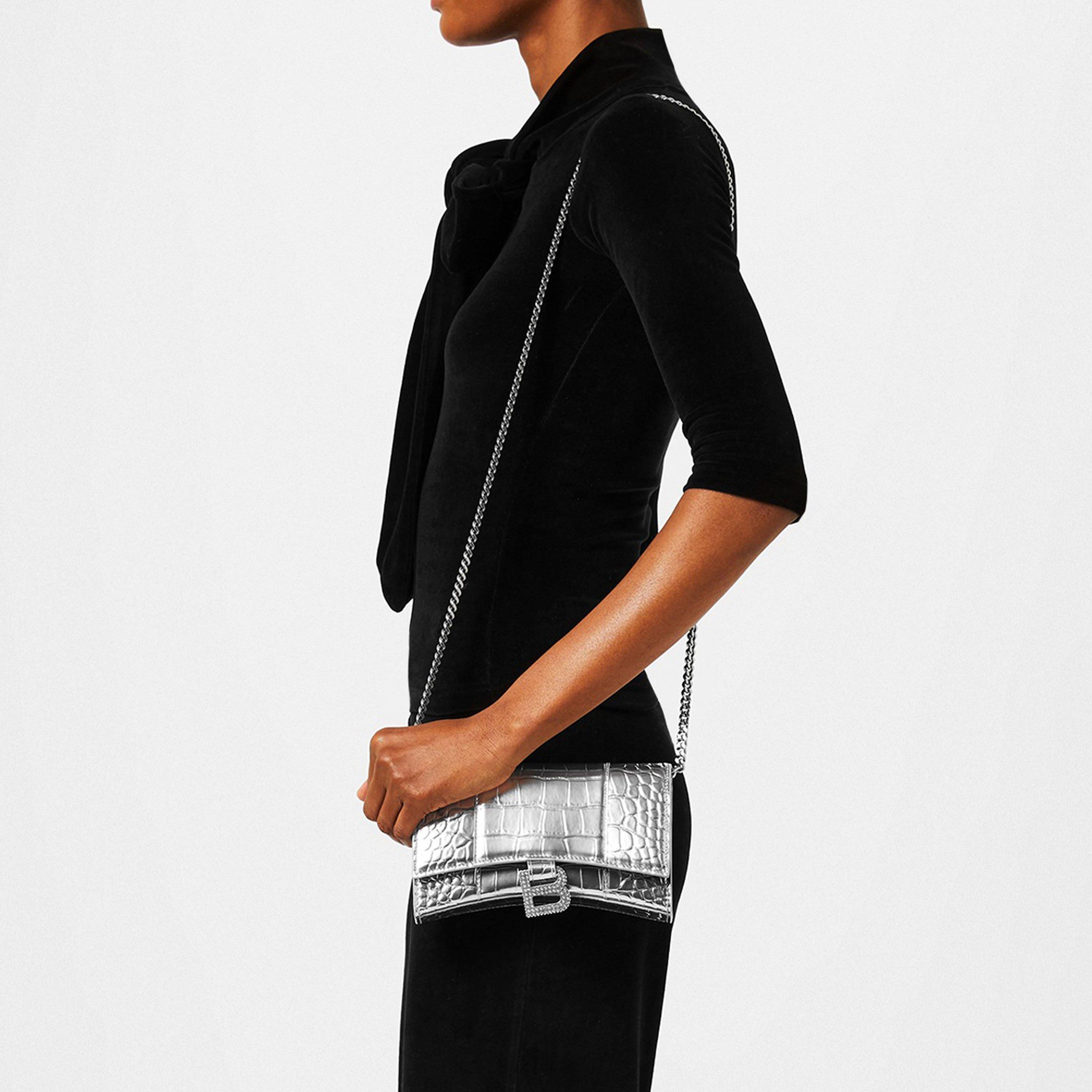 Black - Balenciaga - Scarf-Detail Velvet Top - 2