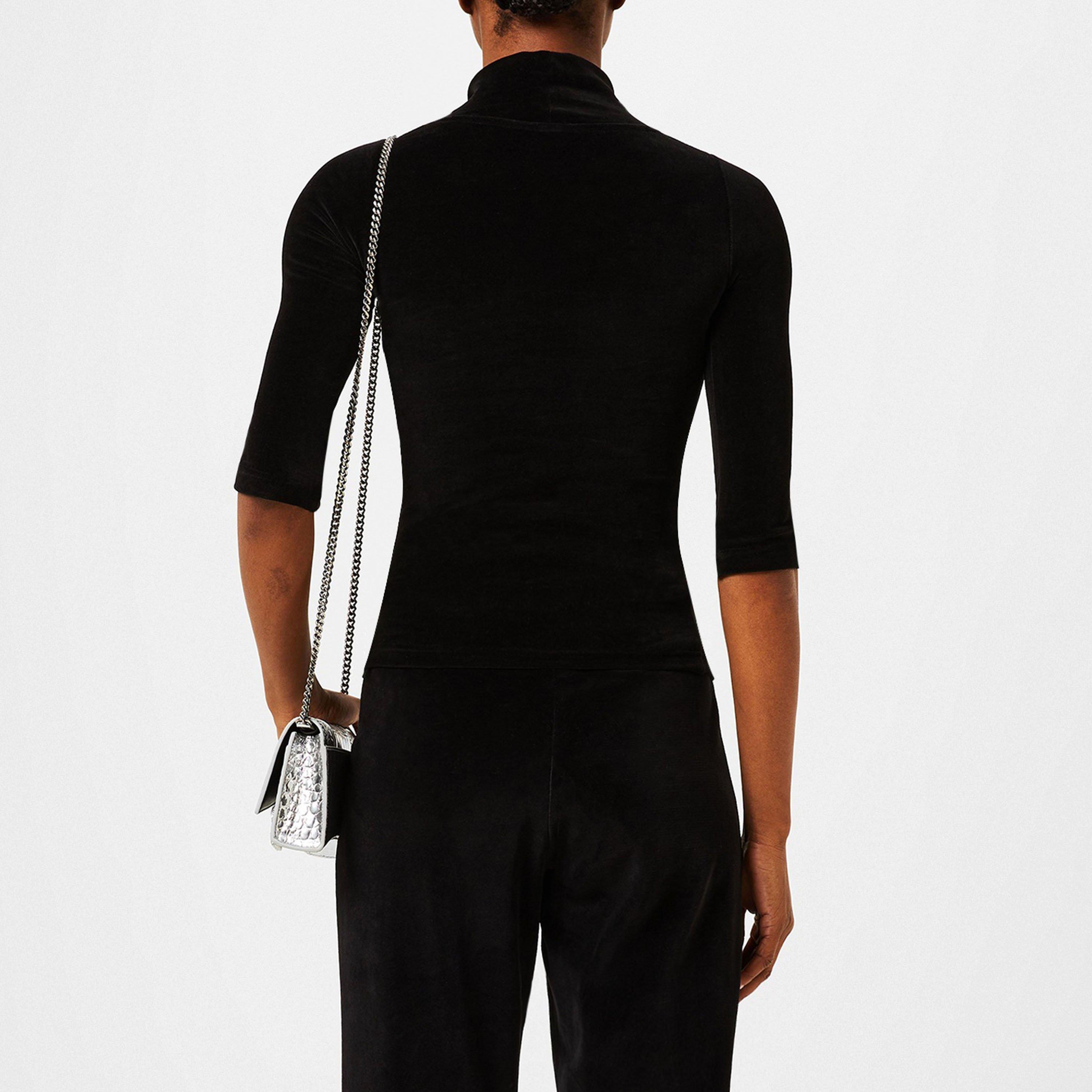 Black - Balenciaga - Scarf-Detail Velvet Top - 3