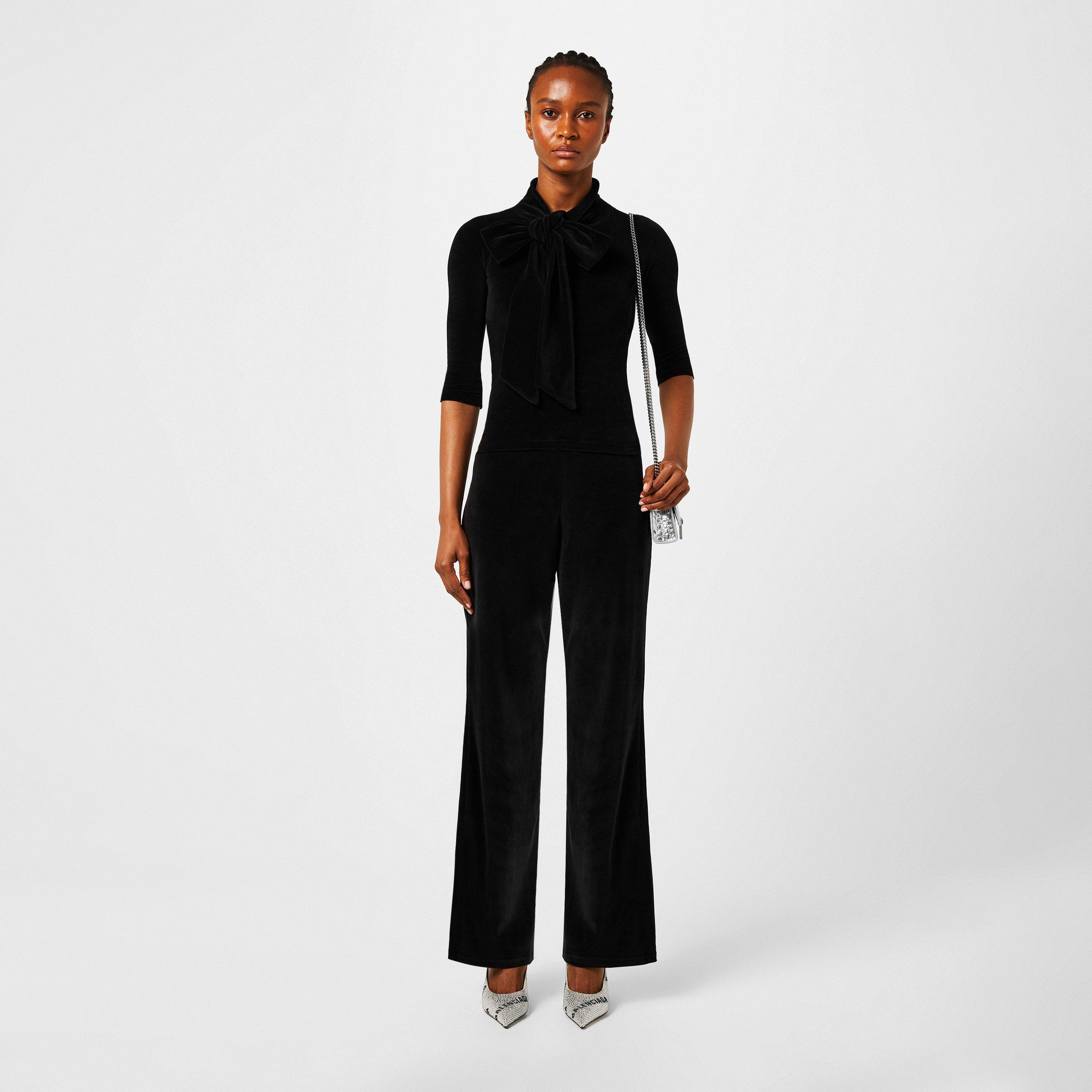 Black - Balenciaga - Scarf-Detail Velvet Top - 4