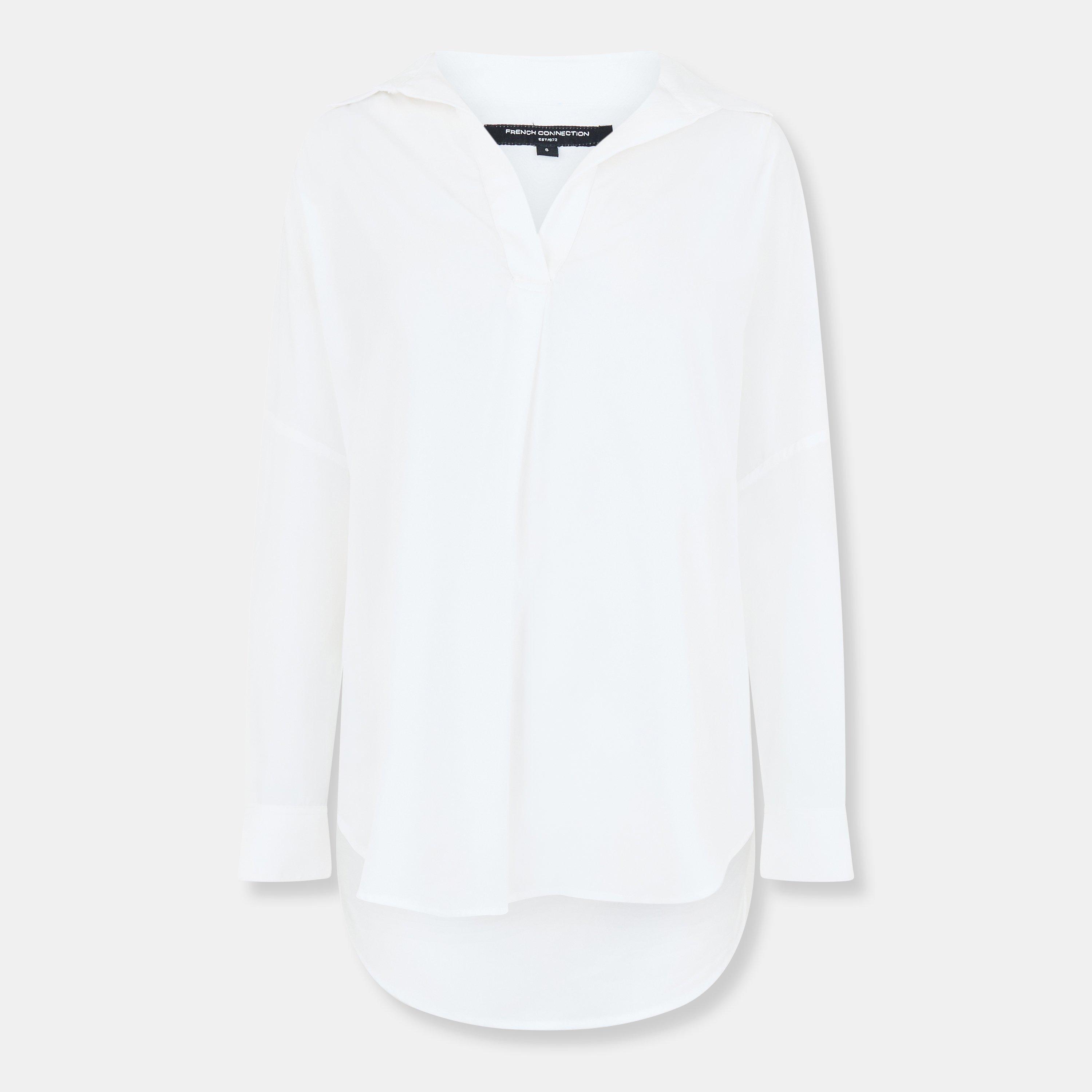 11-Winter White - French Connection - Rhodes Crepe Popover Shirt - 1