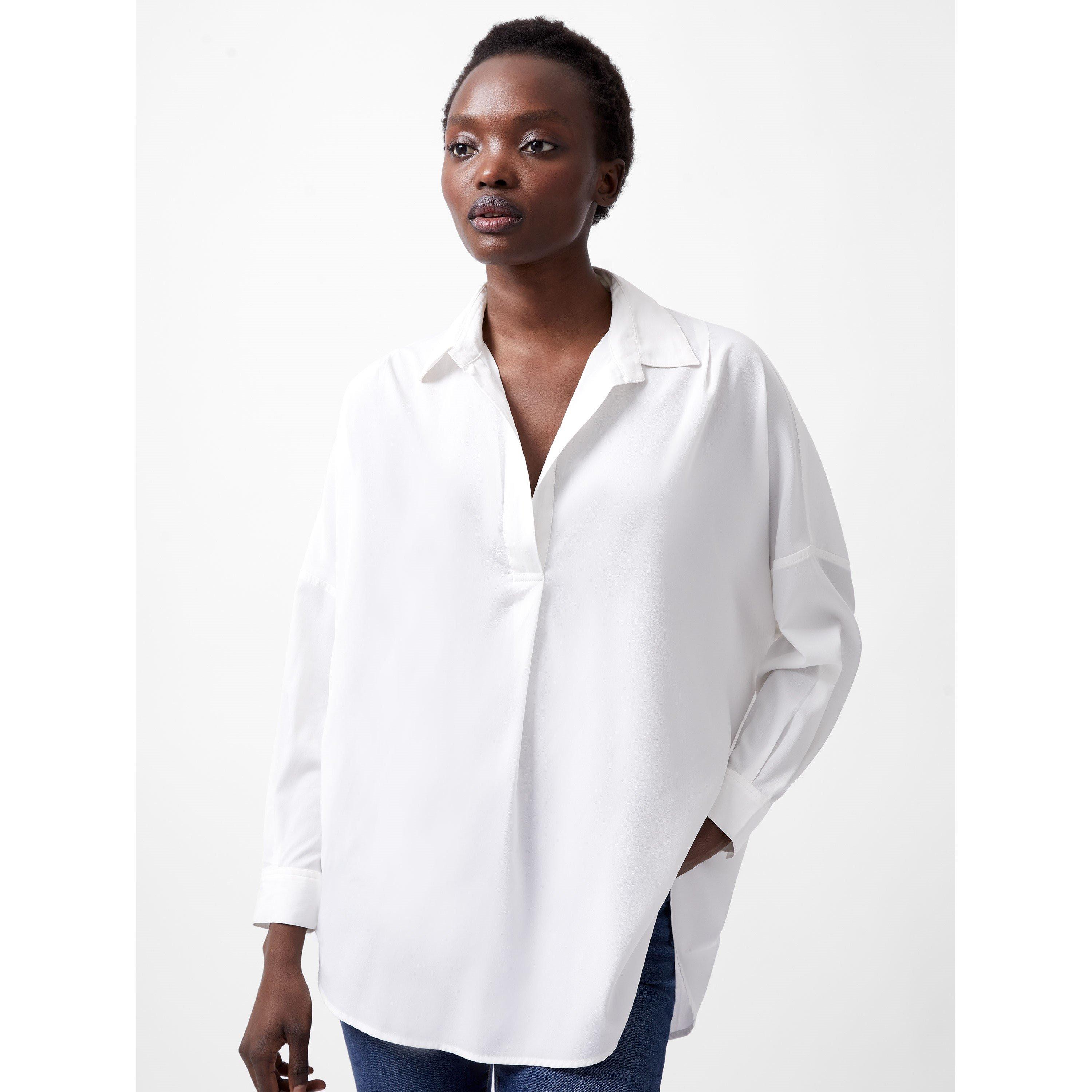 11-Winter White - French Connection - Rhodes Crepe Popover Shirt - 3