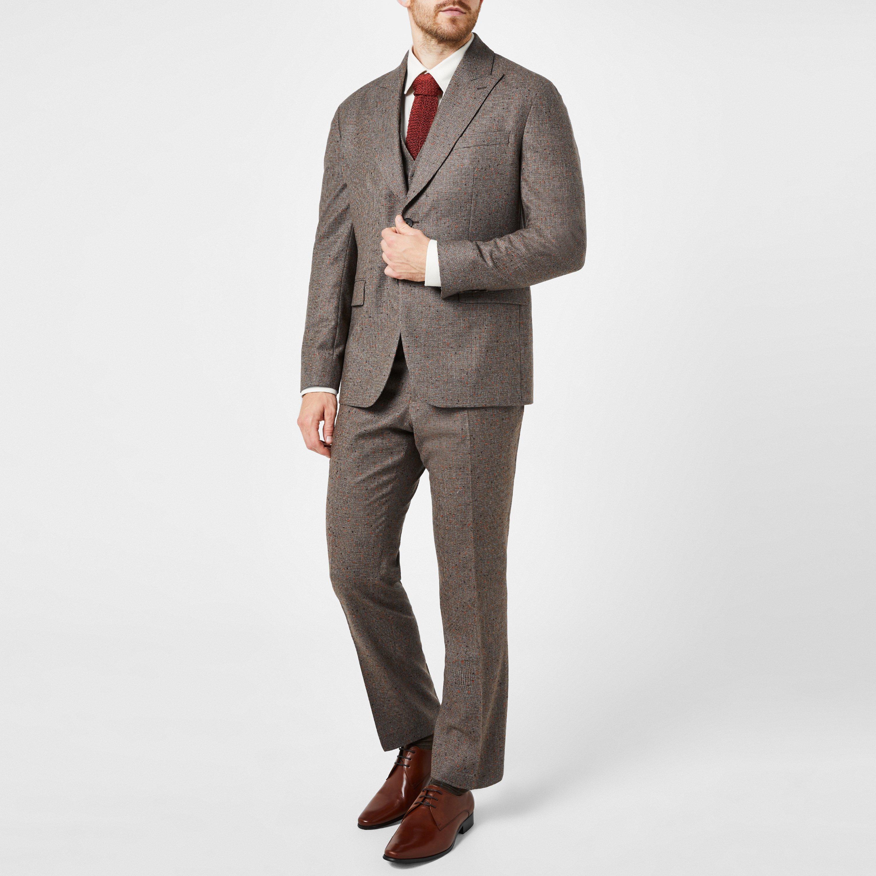 Brown - Patrick Grant Studio - Men's Nutter Donegal Wool Tailored Fit Formal Jacket - 2