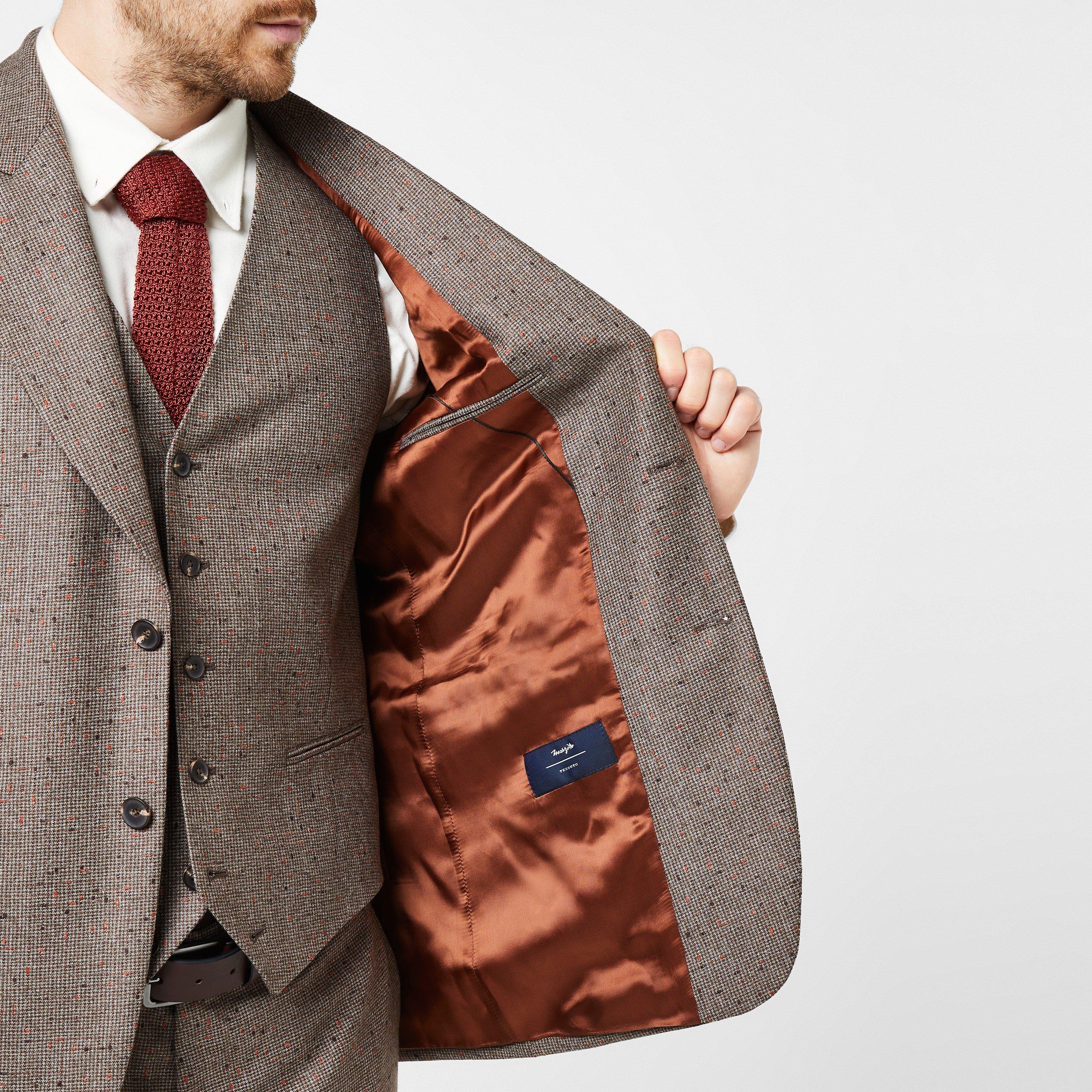 Brown - Patrick Grant Studio - Men's Nutter Donegal Wool Tailored Fit Formal Jacket - 5