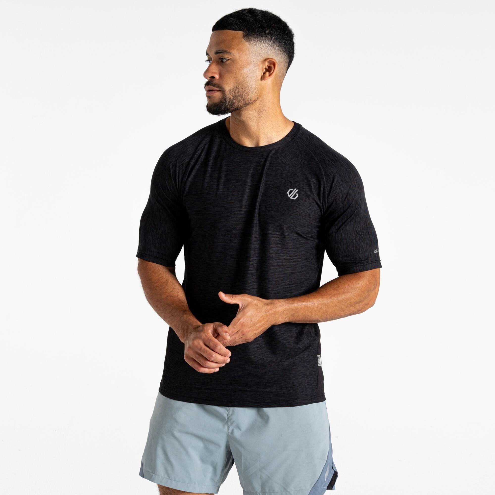 Dare 2B Men's Power Up Short-Sleeve Performance Gym Top - Black Marl - S