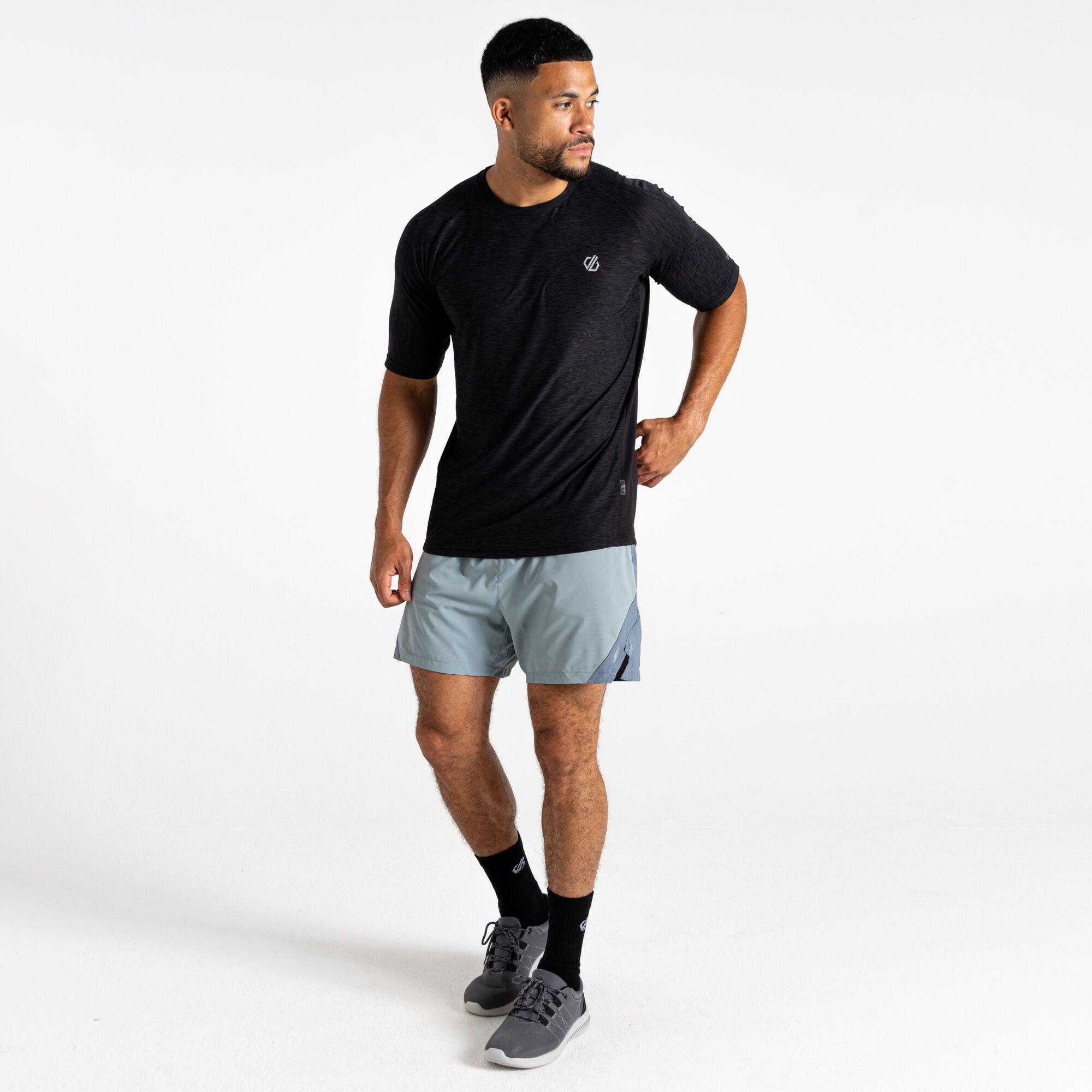 Black Marl - Dare 2b - Men's Power Up Short-Sleeve Performance Gym Top - 2