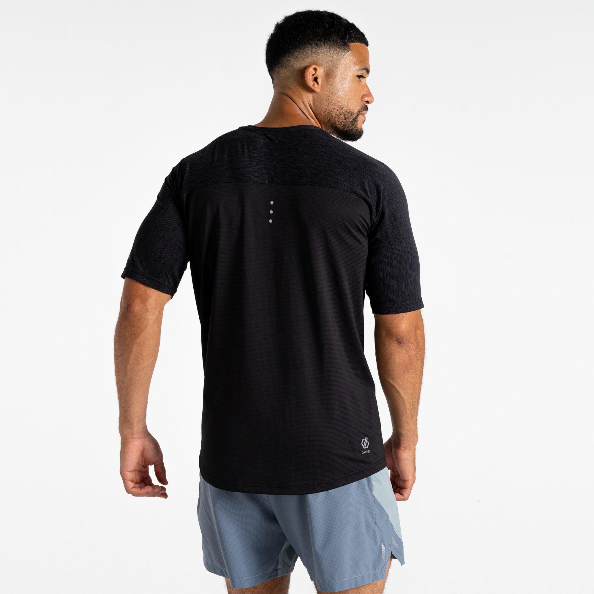 Black Marl - Dare 2b - Men's Power Up Short-Sleeve Performance Gym Top - 3