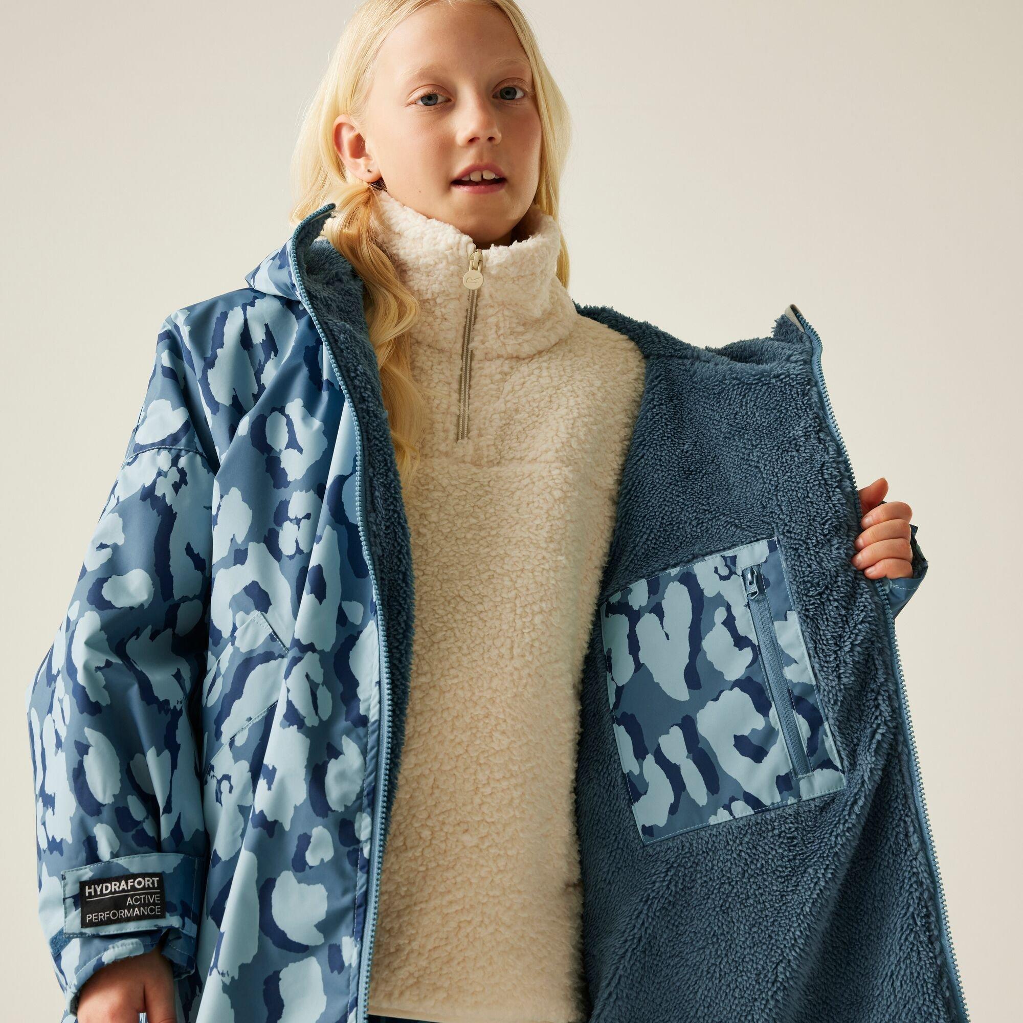 Blue - Regatta - Unisex Kids Waterproof Fleece Lined Changing Robe - 5