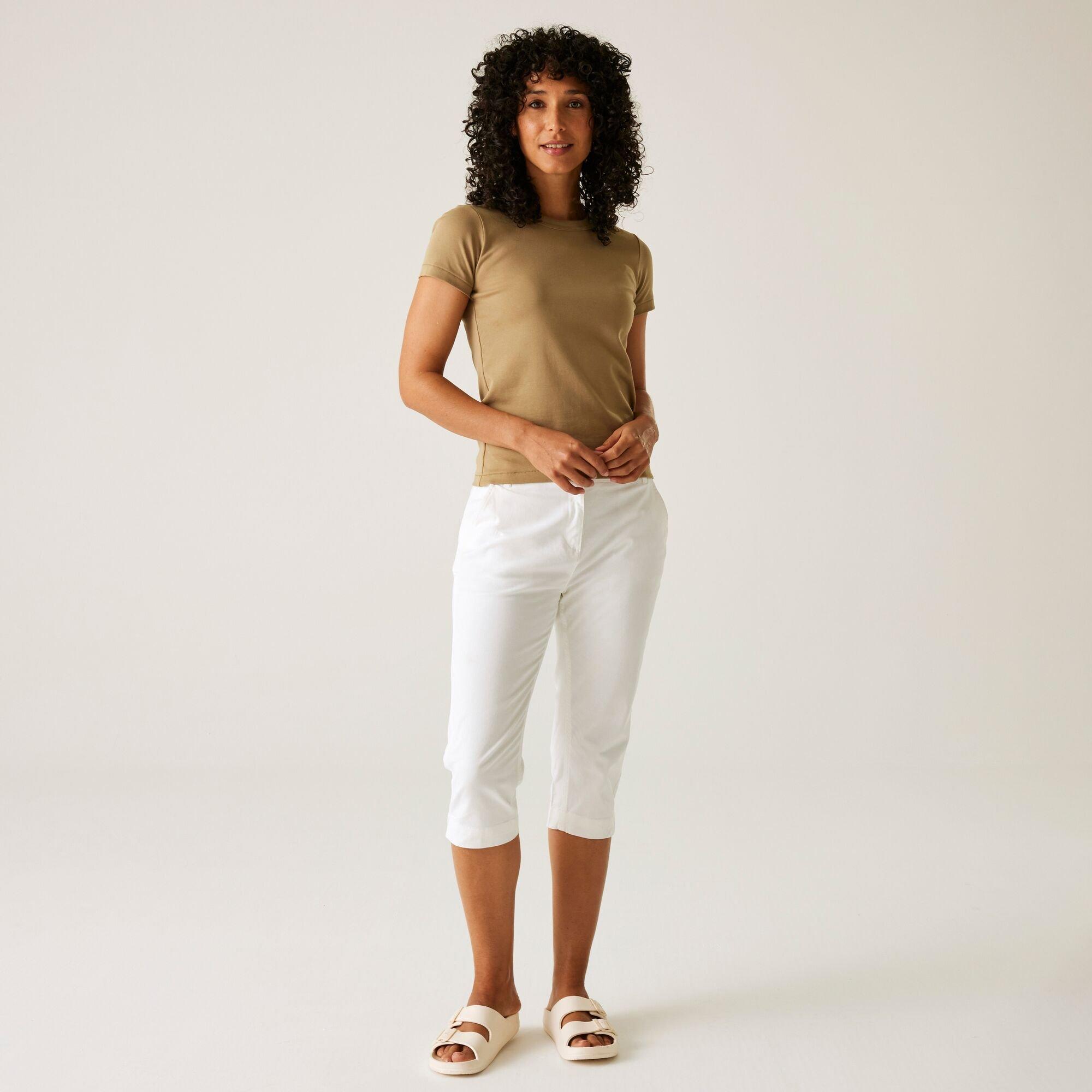 White - Regatta - Women's Bayletta Capri Coolweave Cotton Woven Tracksuit Shorts - 3