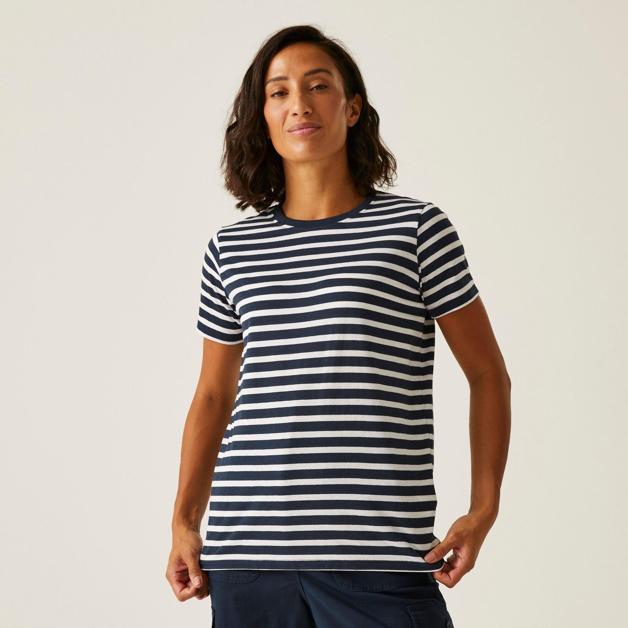 Regatta Women's Bayletta Short-Sleeved T-Shirt - Navy/White Stri - 16
