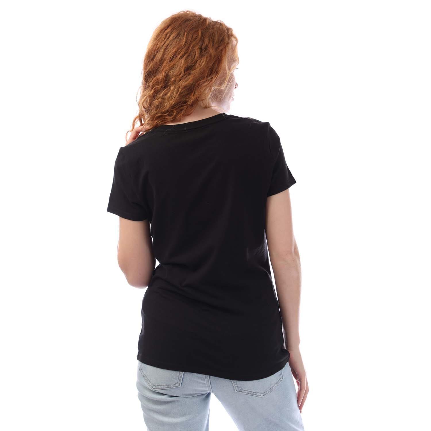 Black - DKNY - Ombre Outline Logo Crew Neck T-Shirt - 3
