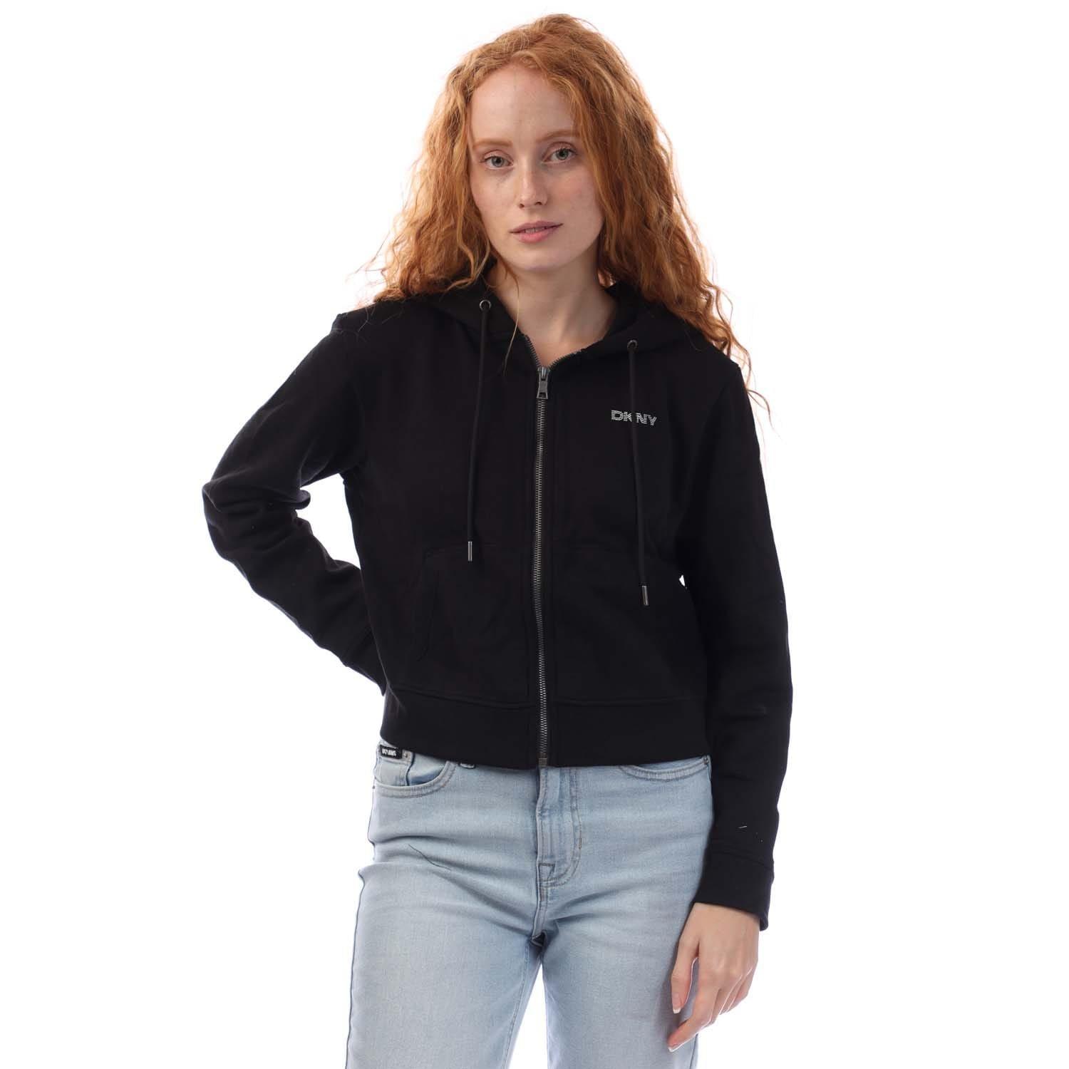 Black - DKNY - Mini Studded Logo Full Zip  Hoodie - 1