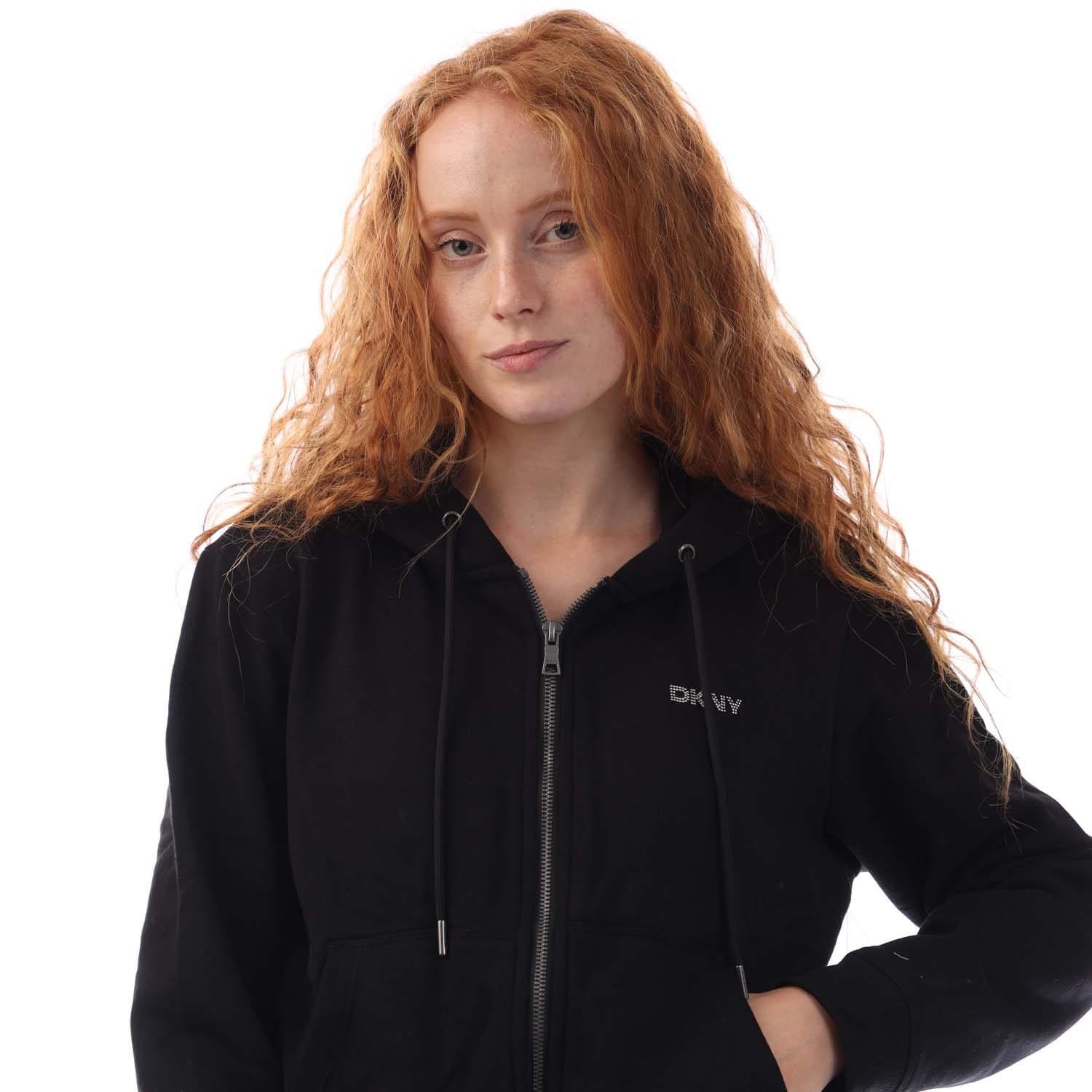 Black - DKNY - Mini Studded Logo Full Zip  Hoodie - 2