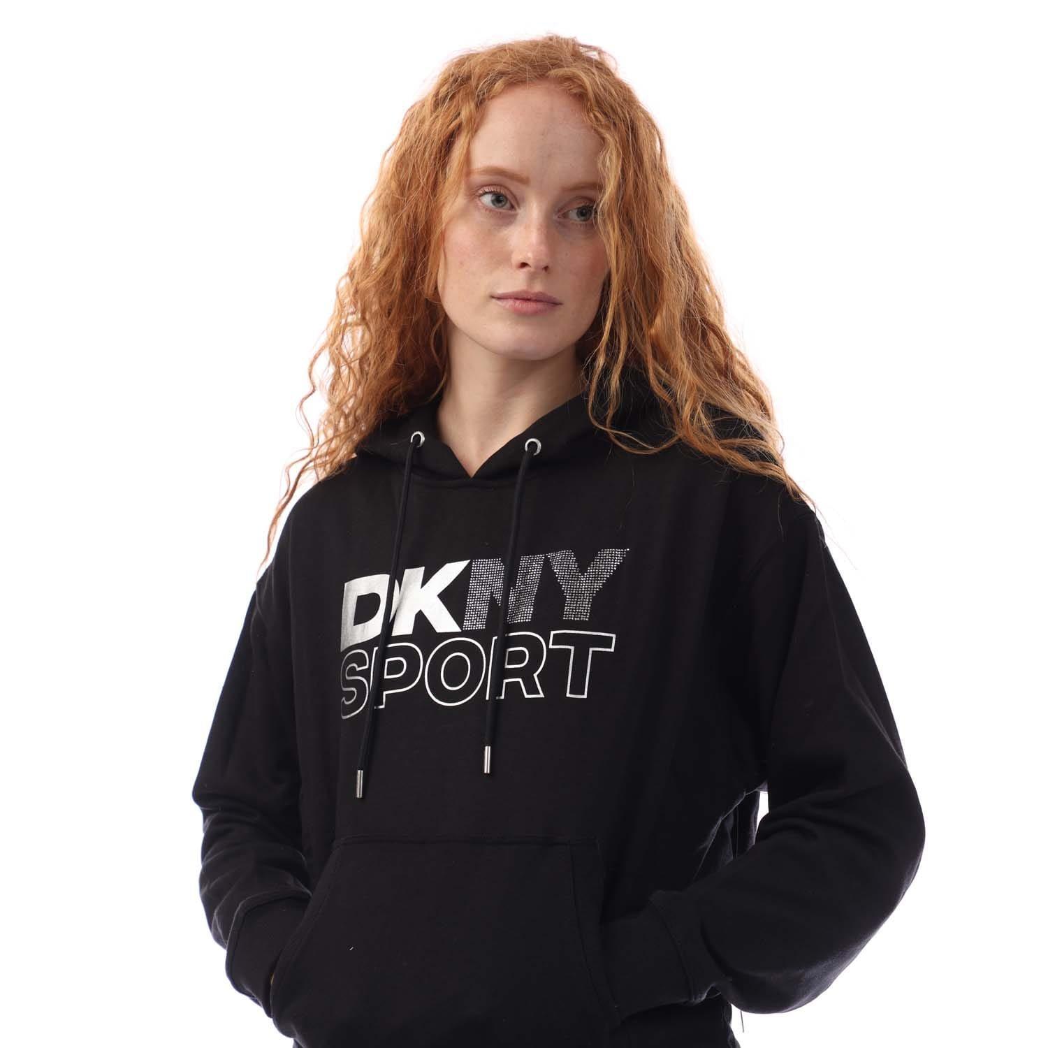 Black Silver - DKNY - Foil Rhstn Logo Hoody - 2