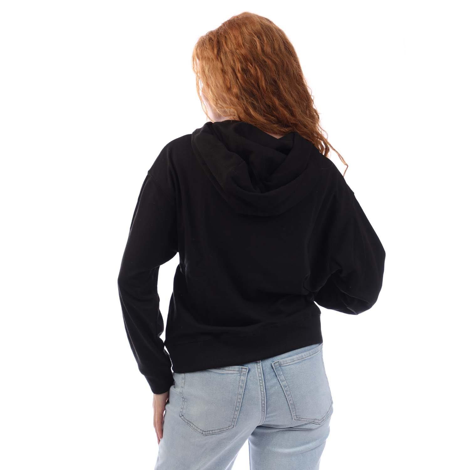 Black Silver - DKNY - Foil Rhstn Logo Hoody - 3