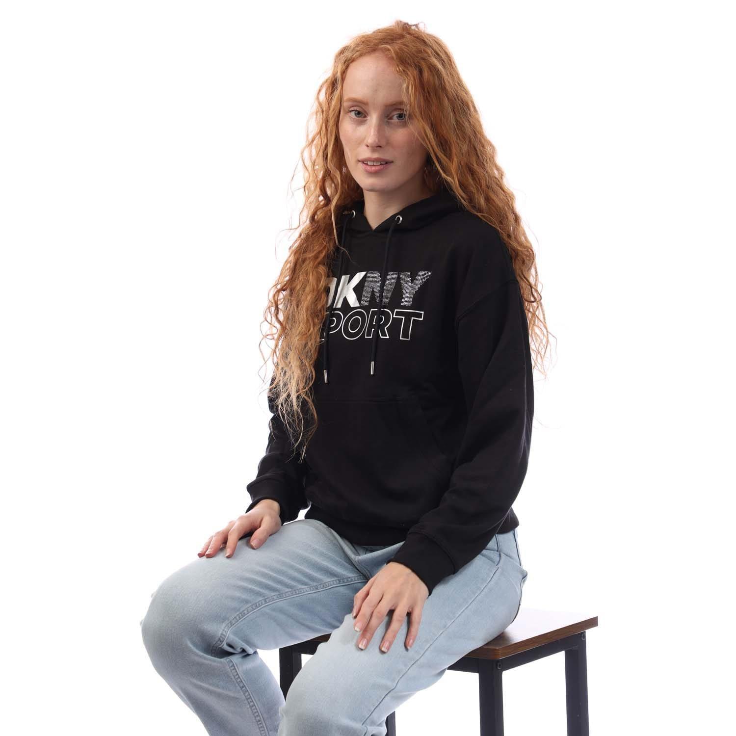 Black Silver - DKNY - Foil Rhstn Logo Hoody - 4