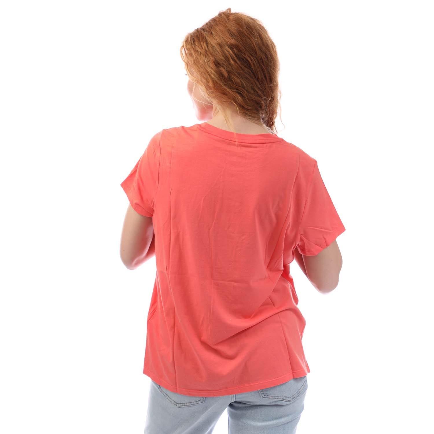 Pink - DKNY - Two Tone Logo Crew Neck T-Shirt - 3