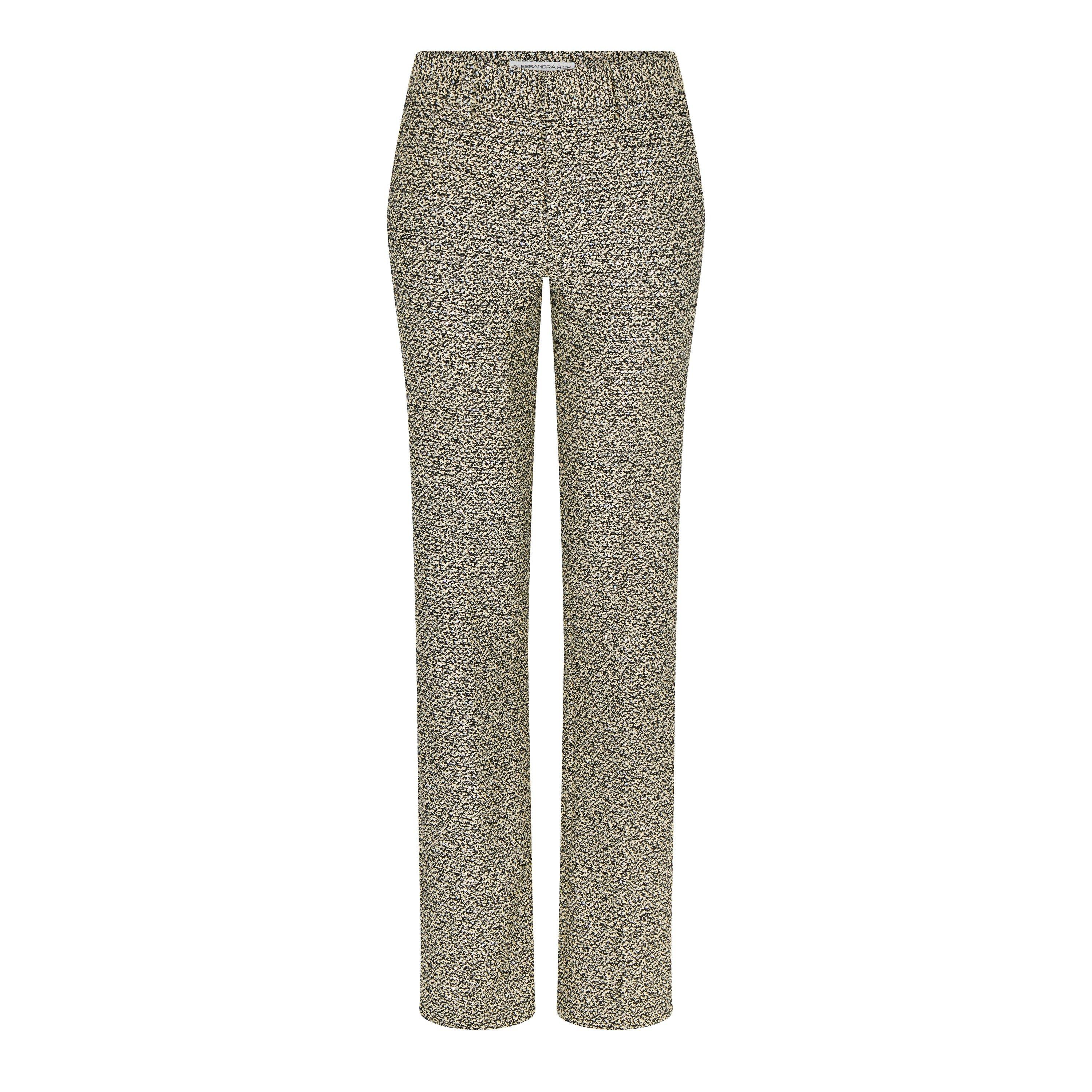 Yellow/Black - Alessandra Rich - Women's Sequin Tweed Tailored Trousers - 4