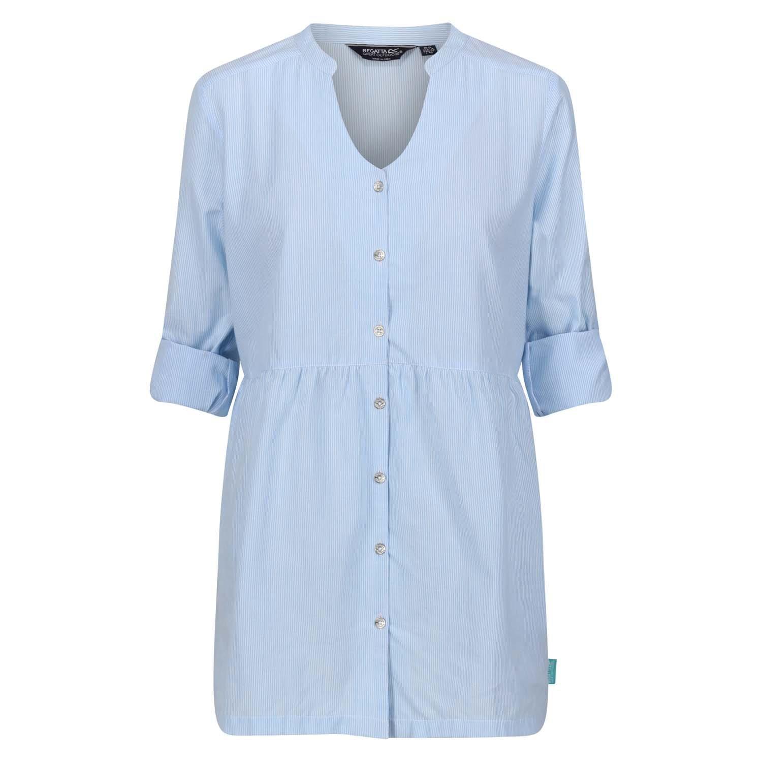 Light Blue - Regatta - Nemora Roll Sleeve Blouse Shirt Dress - 3