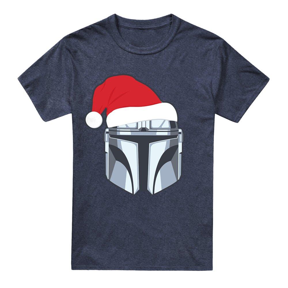 Navy - The Mandalorian - The Mandalorian Mando Christmas Santa Hat T-Shirt - 4