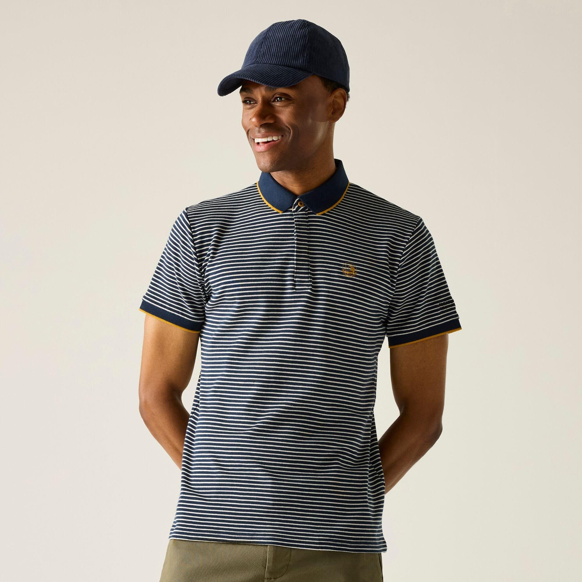 Navy/Stone Whit - Regatta - Mens Tiver Breathable Polo Shirts - 4