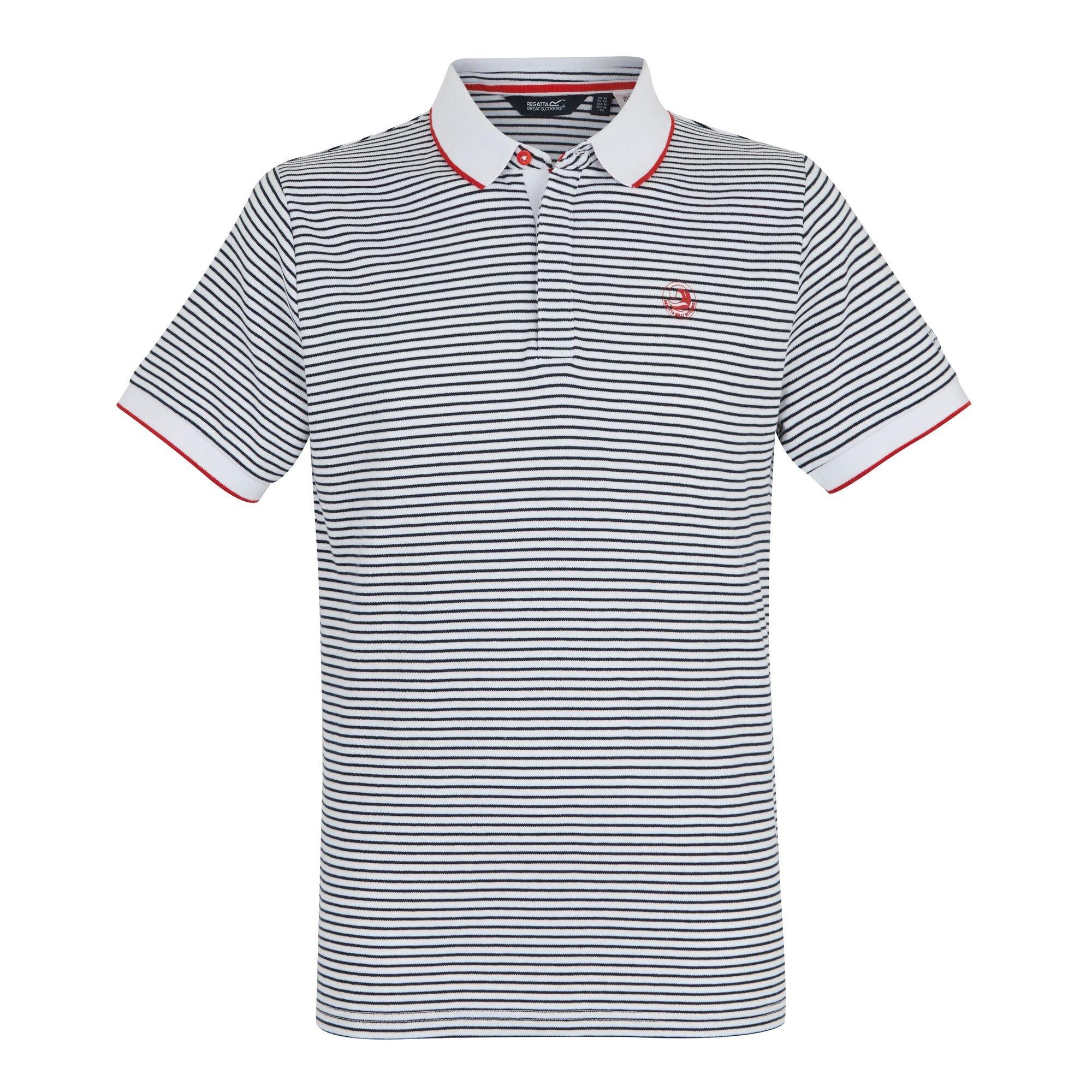 Regatta Men's Tiver Breathable Polo Shirts - White/Navy Stri - XXL