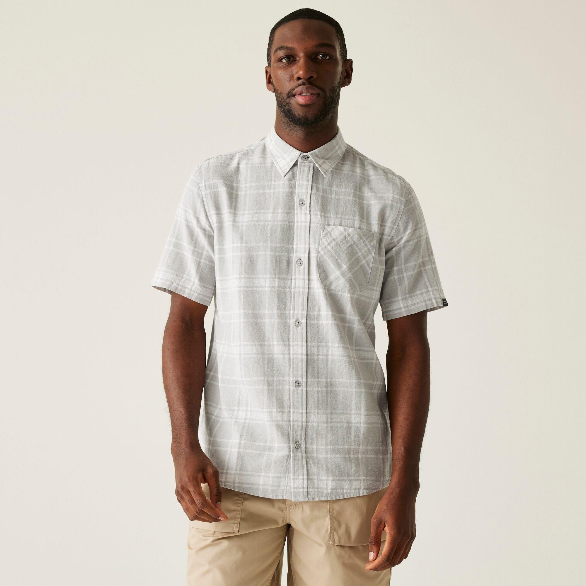 Regatta Men's Loran Long-Sleeve Plain Shirt - Silver Grey Che - XL