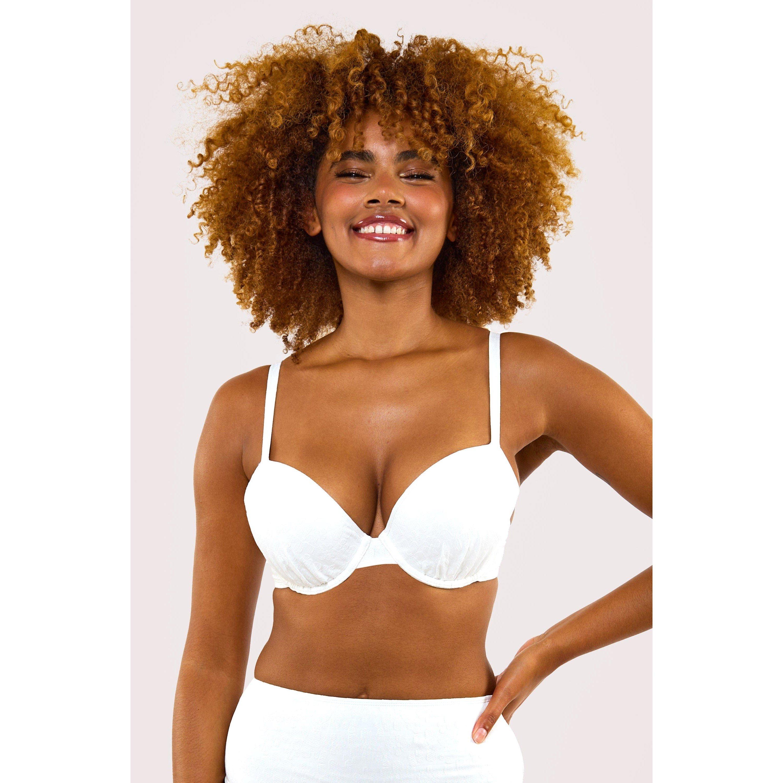 White - Peek and Beau - Fuller Bust Mix/Match White Plunge Bikini Top - 2