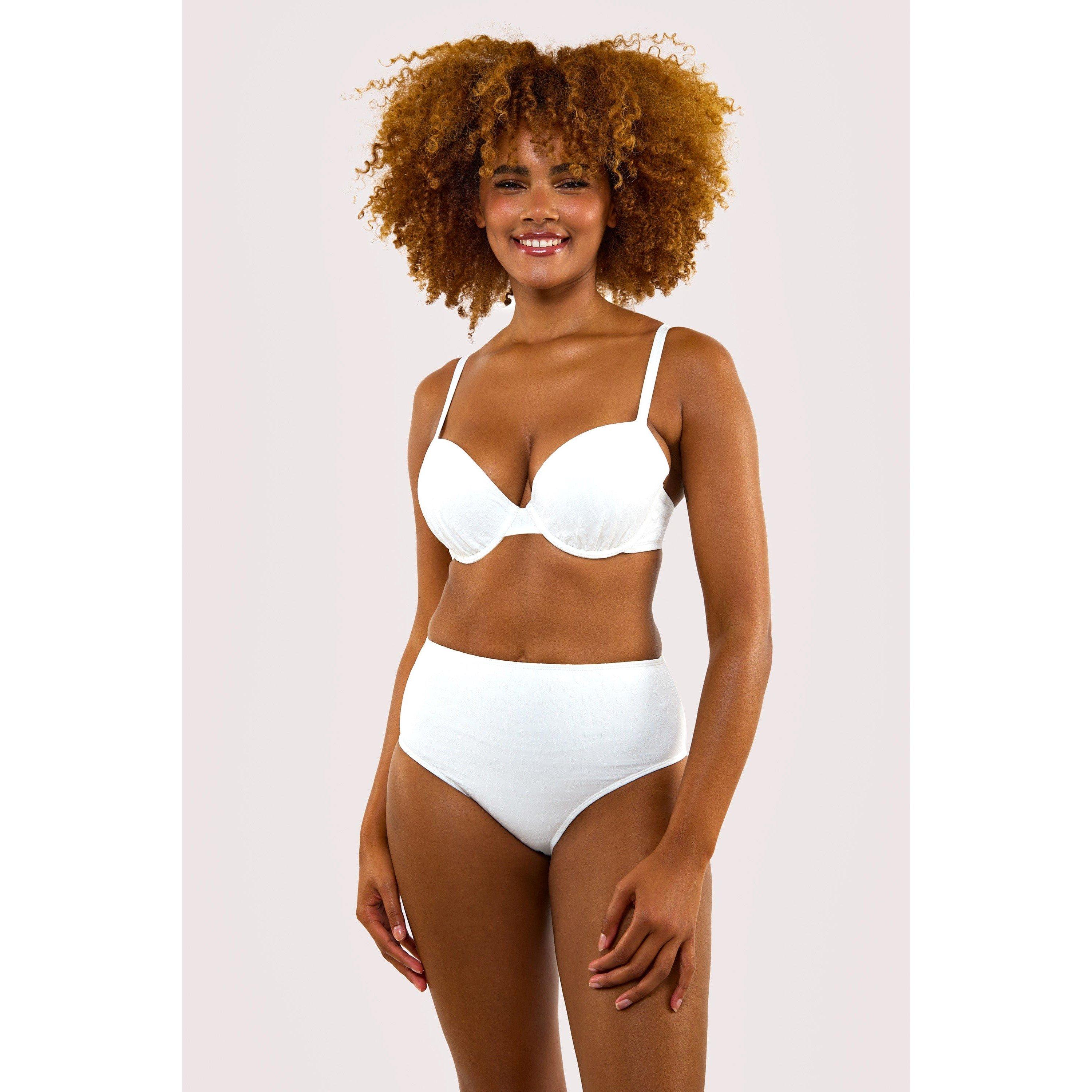 White - Peek and Beau - Fuller Bust Mix/Match White Plunge Bikini Top - 4