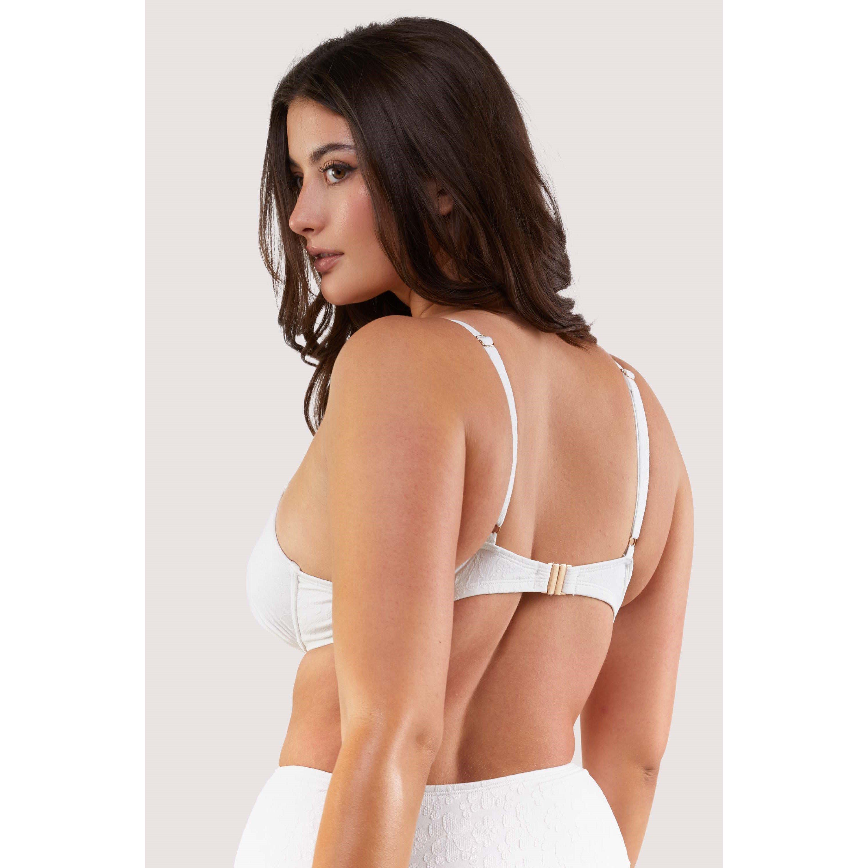 White - Peek and Beau - Fuller Bust Mix/Match White Plunge Bikini Top - 6