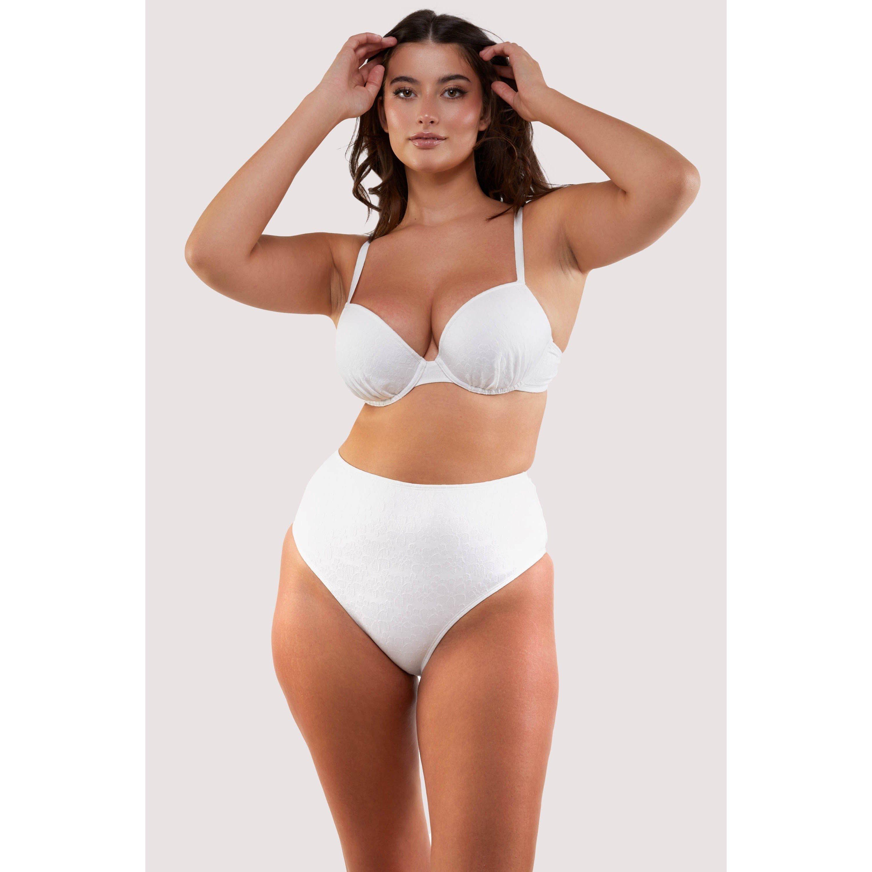 White - Peek and Beau - Fuller Bust Mix/Match White Plunge Bikini Top - 7