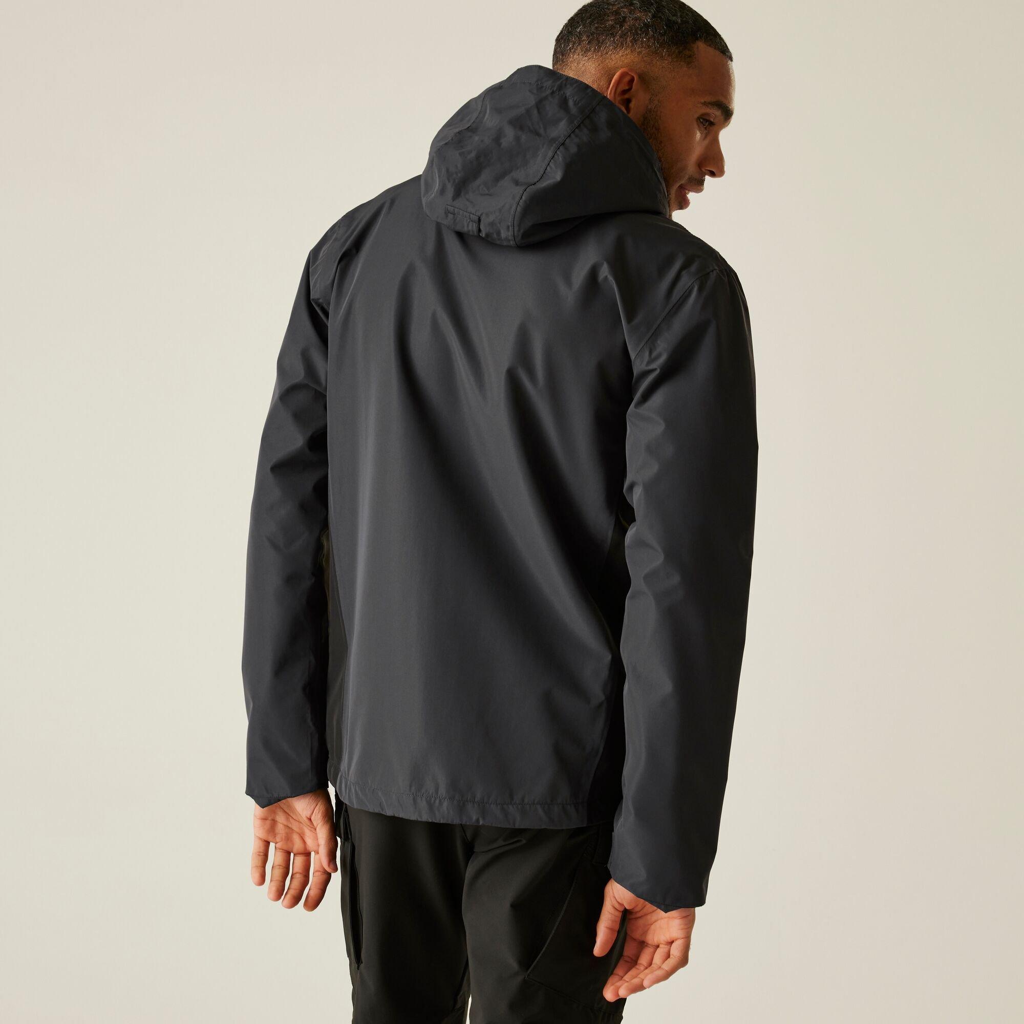 Black - Regatta - Men's Matt II Isotex Breathable Packaway Hood Waterproof Jacket - 2