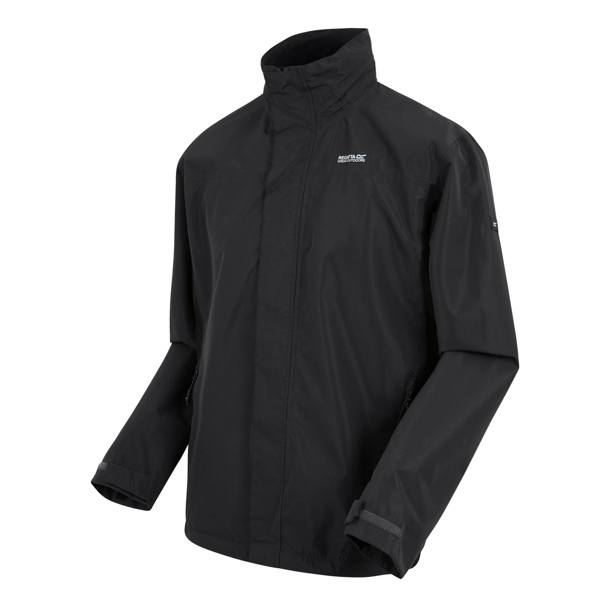 Black - Regatta - Men's Matt II Isotex Breathable Packaway Hood Waterproof Jacket - 12