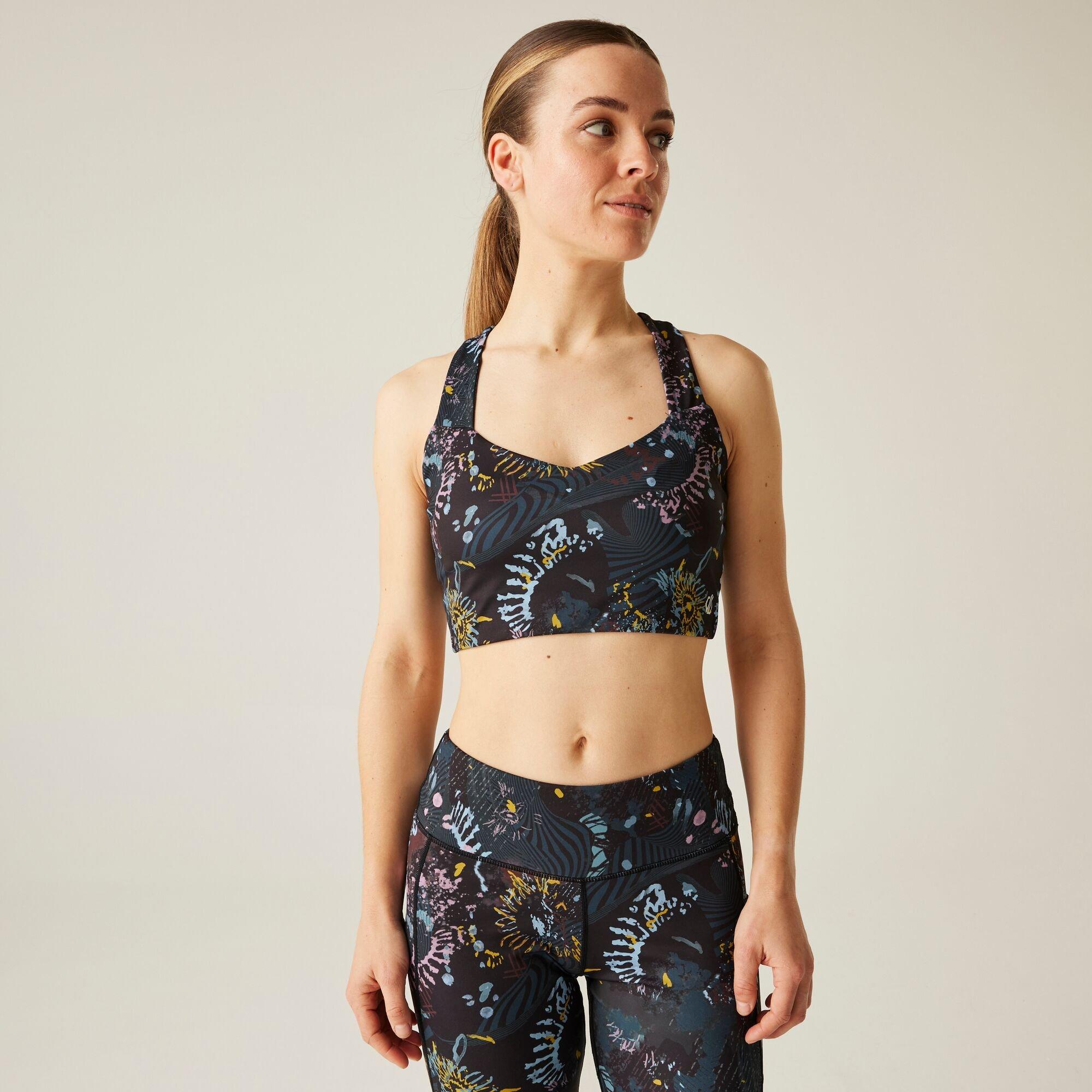 Dare 2B Women's Swift Ii Medium Impact Sports Bra - Black Energetic - S