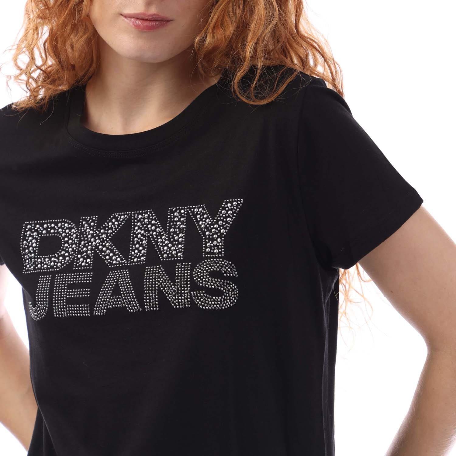 Black Silver - DKNY - RHINESTUD Logo T-Shirt - 2