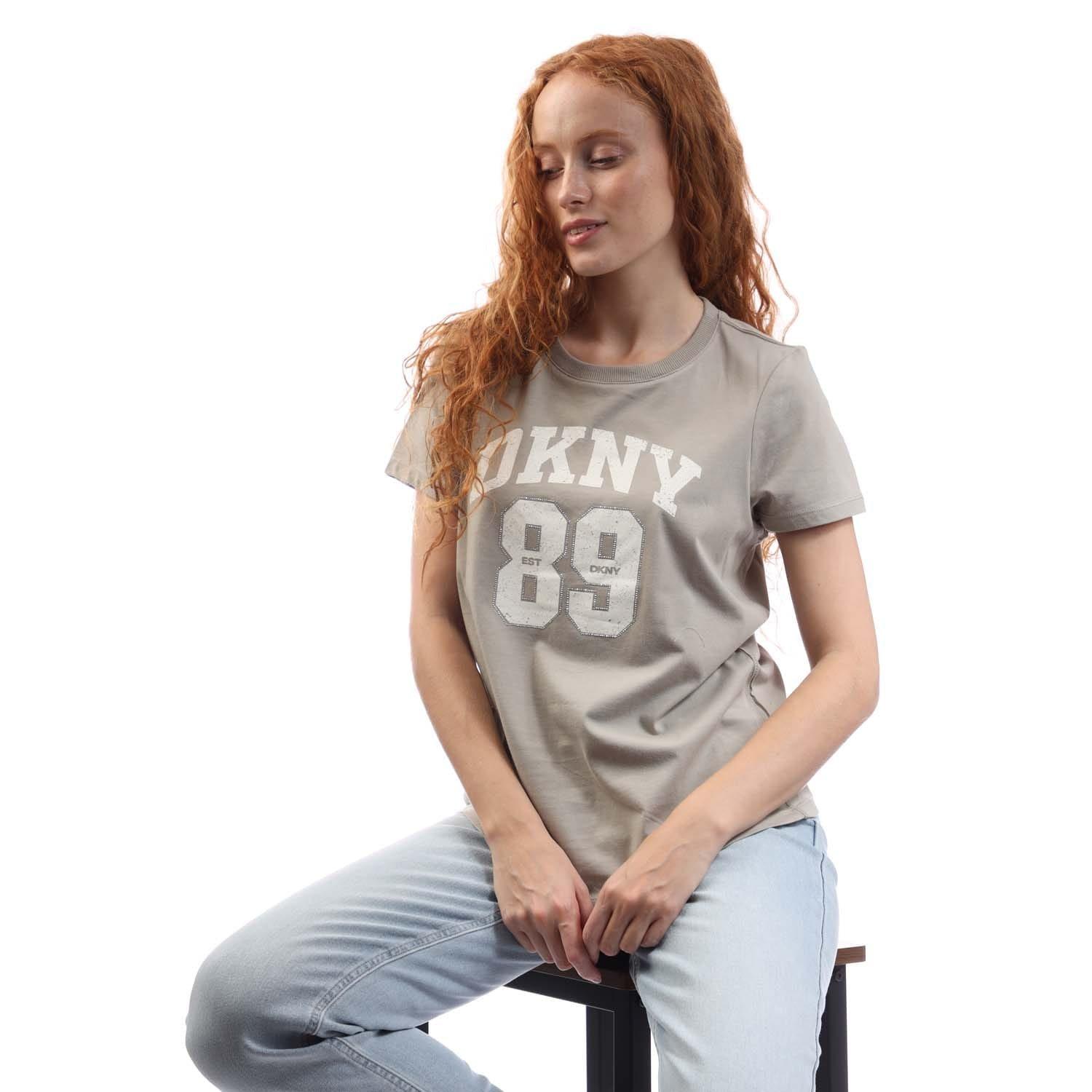 Green Peach - DKNY - Arched 89 Logo Crew Neck T-Shirt - 4