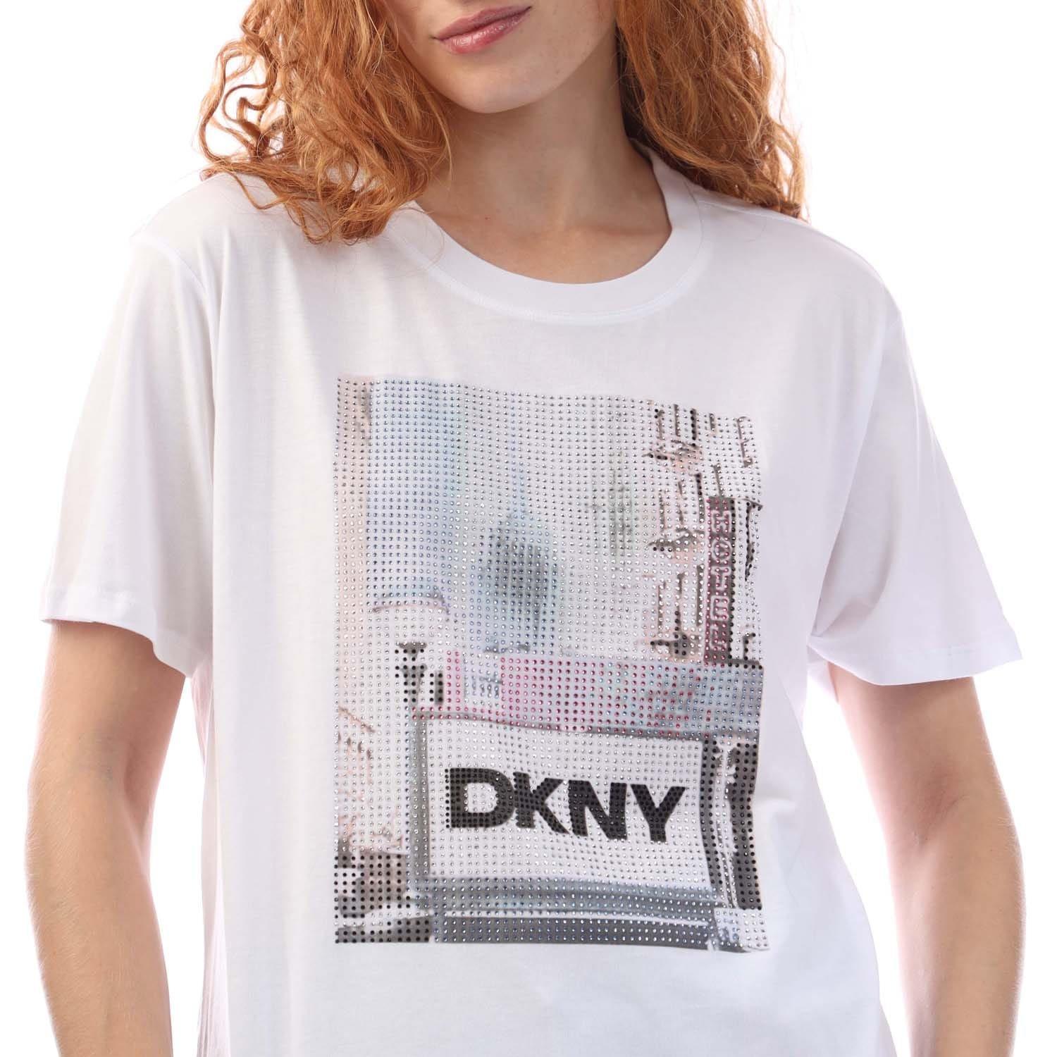 Blue - DKNY - Subway Rhinestone T-Shirt - 2