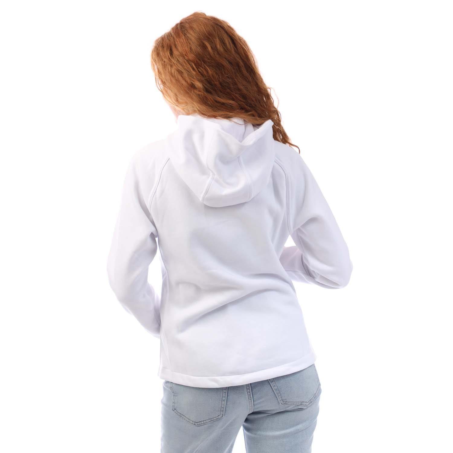 White - DKNY - Embellished Logo Fitted Hooded Sweatshirt - 3