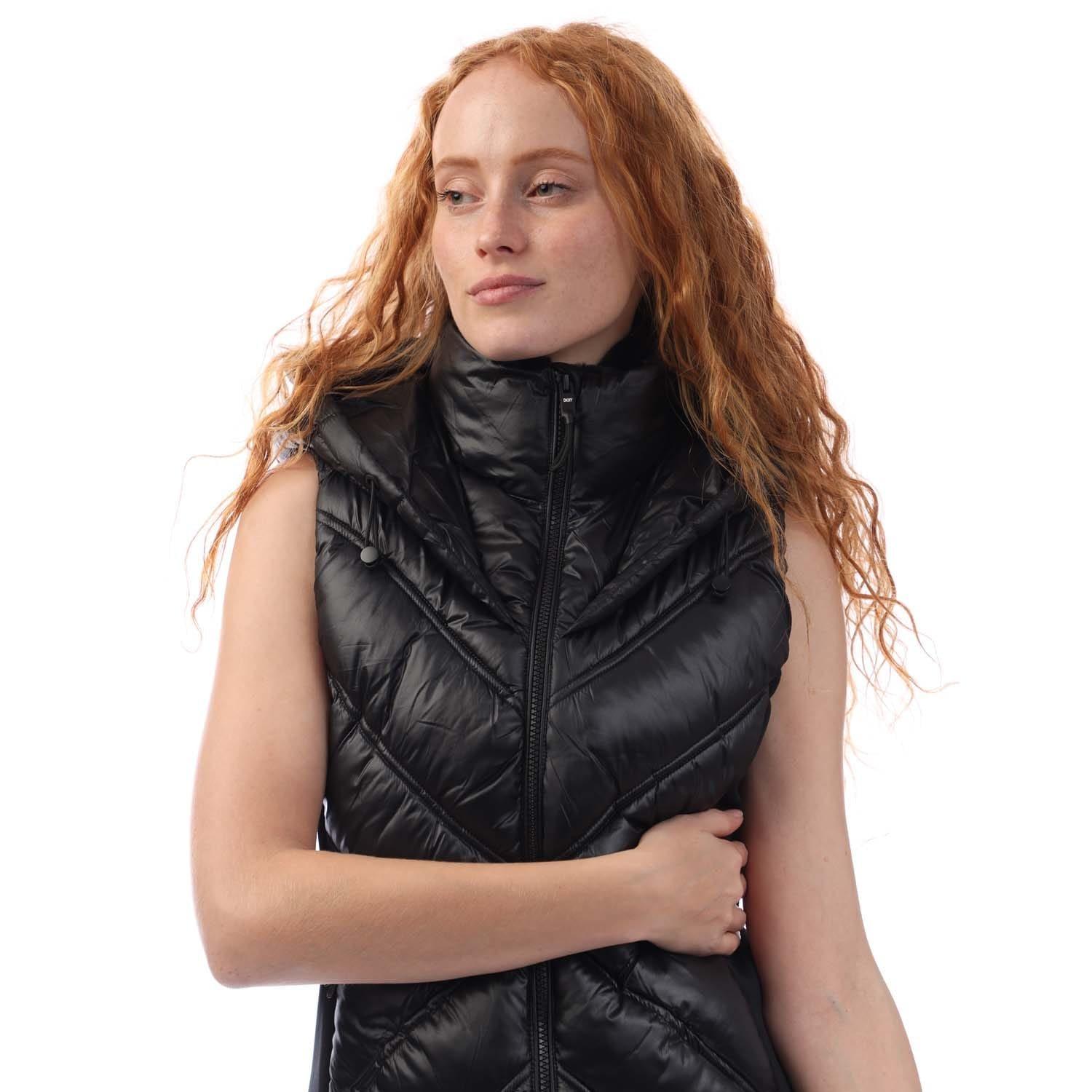 Black - DKNY - Hooded Puffer Vest - 2
