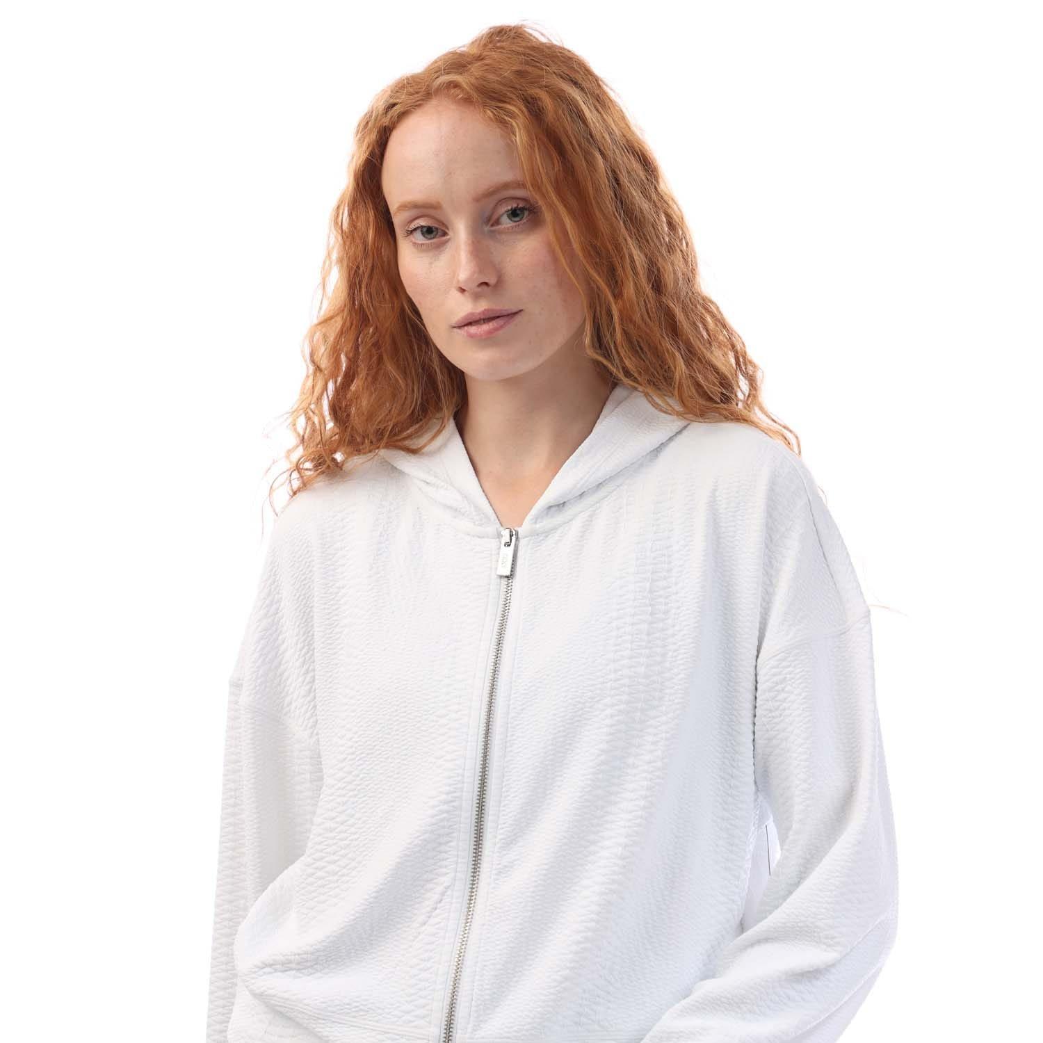 White - DKNY - Snake JACQUARD Full Zip Hoodie - 2