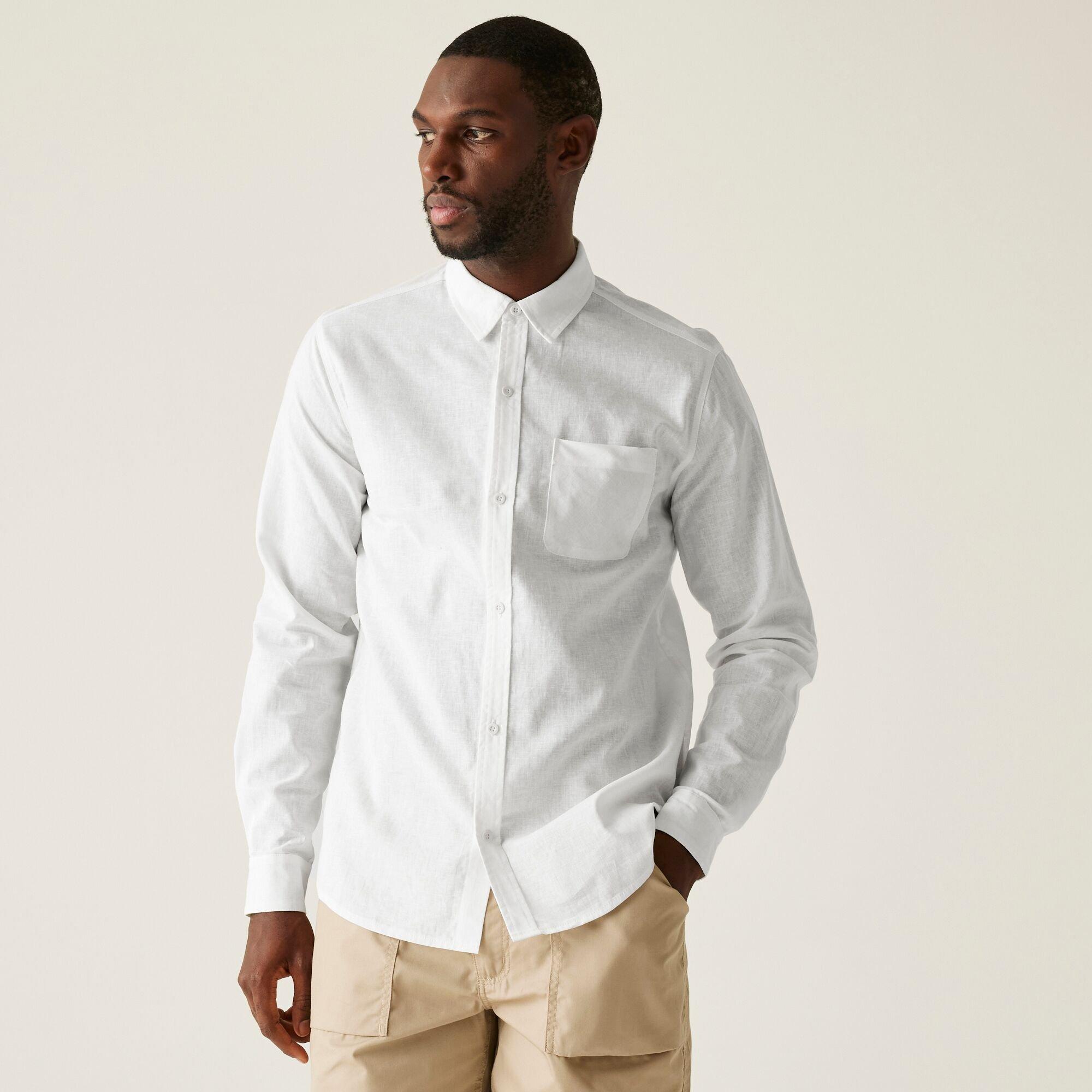 White - Regatta - Men's Loran Long-Sleeve Plain Shirt - 1