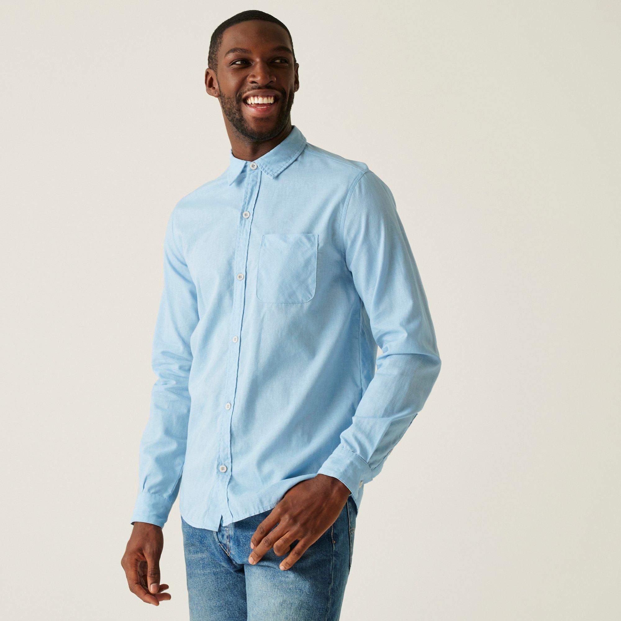 Regatta Men's Loran Long-Sleeve Plain Shirt - Chambray Blue - 3XL