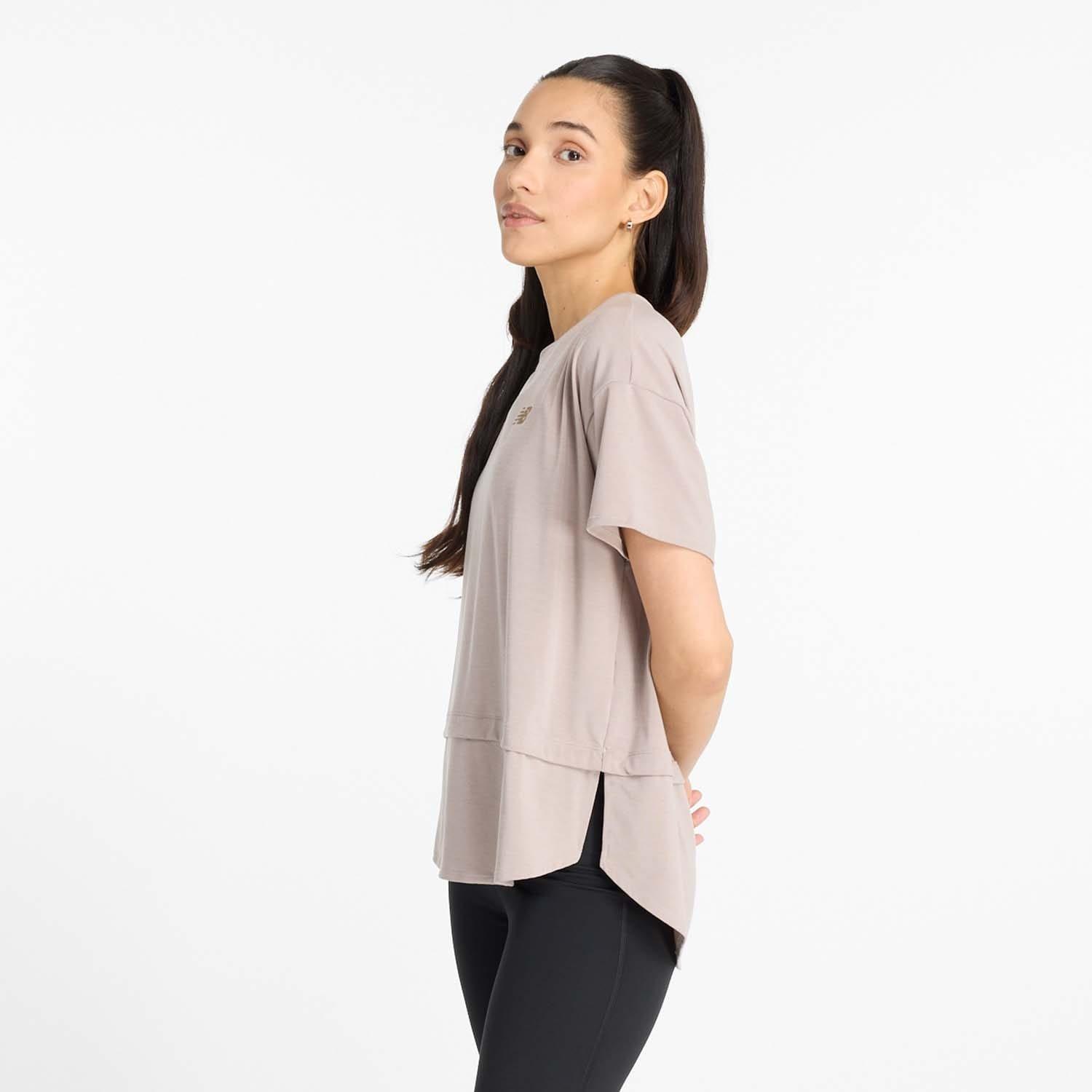 Beige - New Balance - Drapey Jersey Oversized T-Shirt - 2