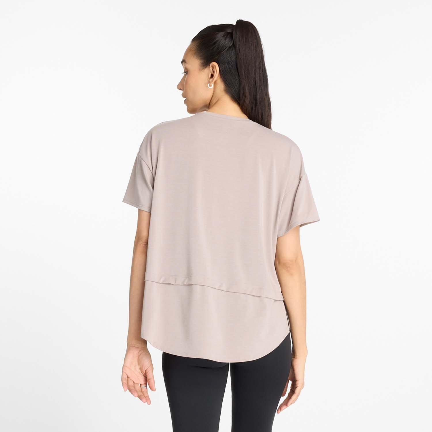 Beige - New Balance - Drapey Jersey Oversized T-Shirt - 3
