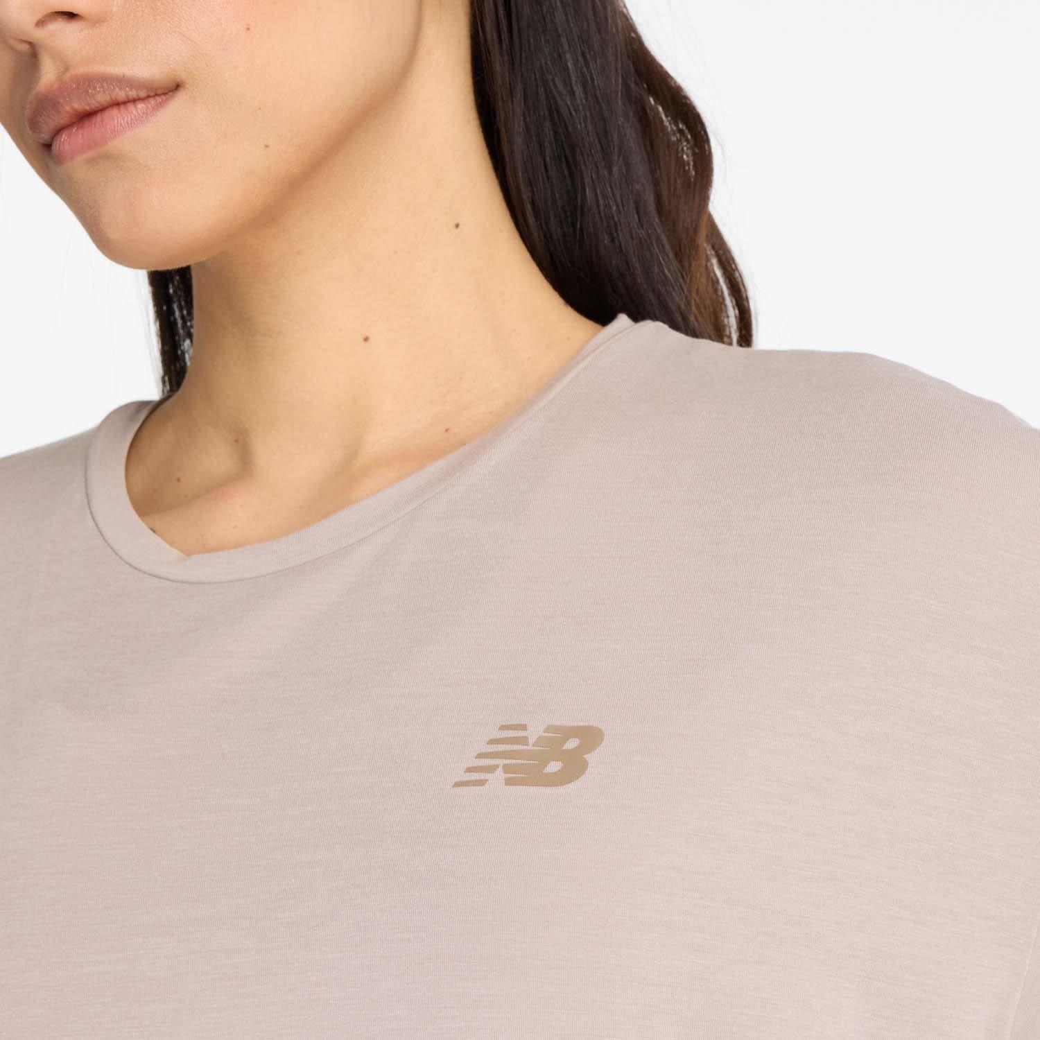 Beige - New Balance - Drapey Jersey Oversized T-Shirt - 4