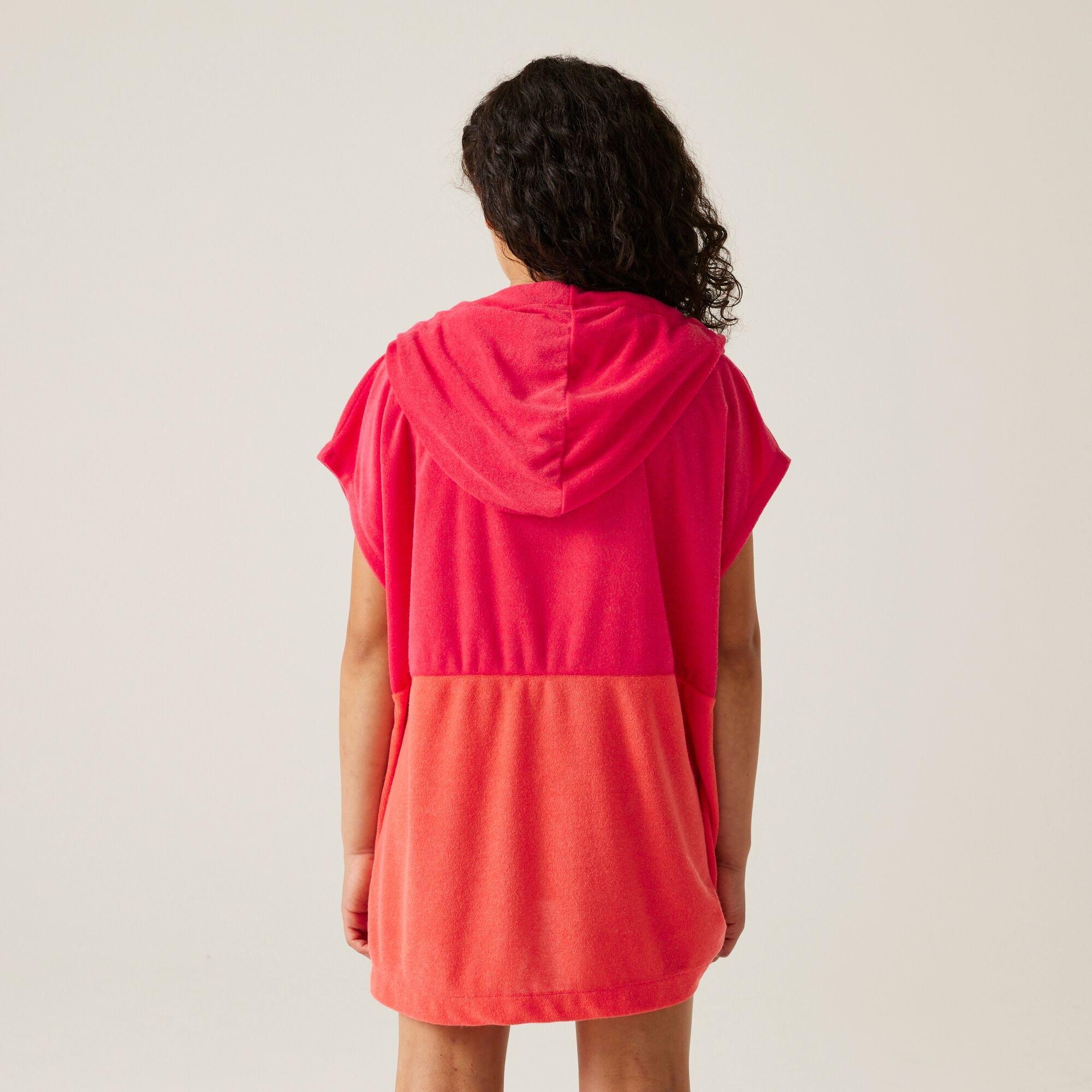 Pop/Peach Bloom - Regatta - Unisex Kids' Towel Robe II Soft Towelling Hooded Waterproof Robe - 2