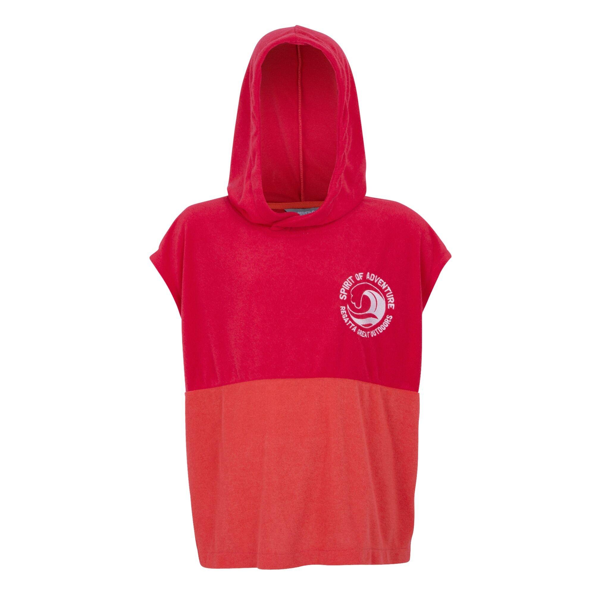 Pop/Peach Bloom - Regatta - Unisex Kids' Towel Robe II Soft Towelling Hooded Waterproof Robe - 6