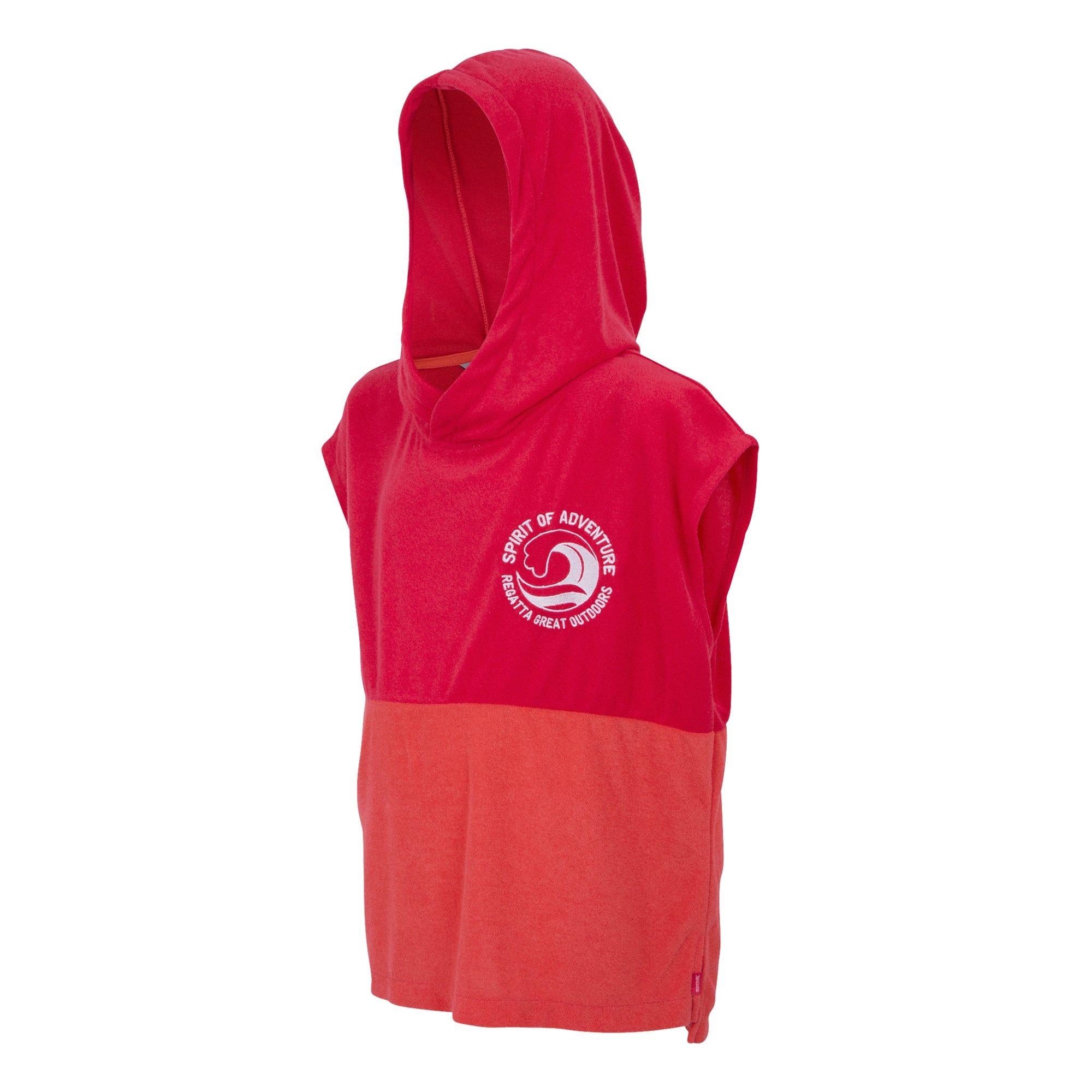Pop/Peach Bloom - Regatta - Unisex Kids' Towel Robe II Soft Towelling Hooded Waterproof Robe - 8