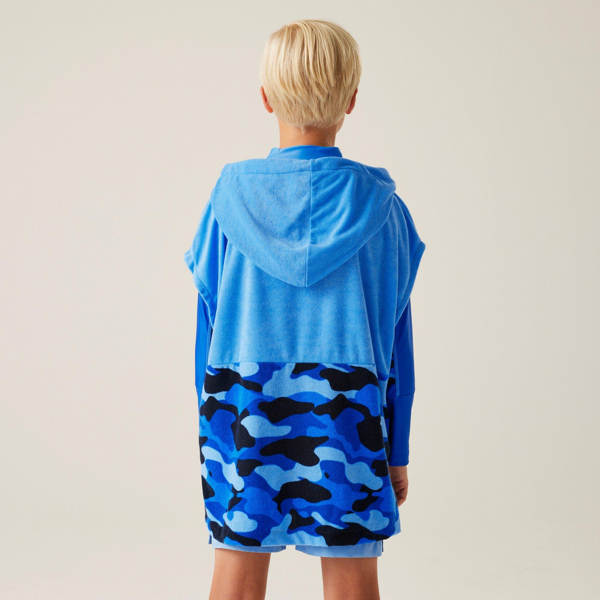 Elysium Blue/Bl - Regatta - Unisex Kids' Towel Robe II Soft Towelling Hooded Waterproof Robe - 2