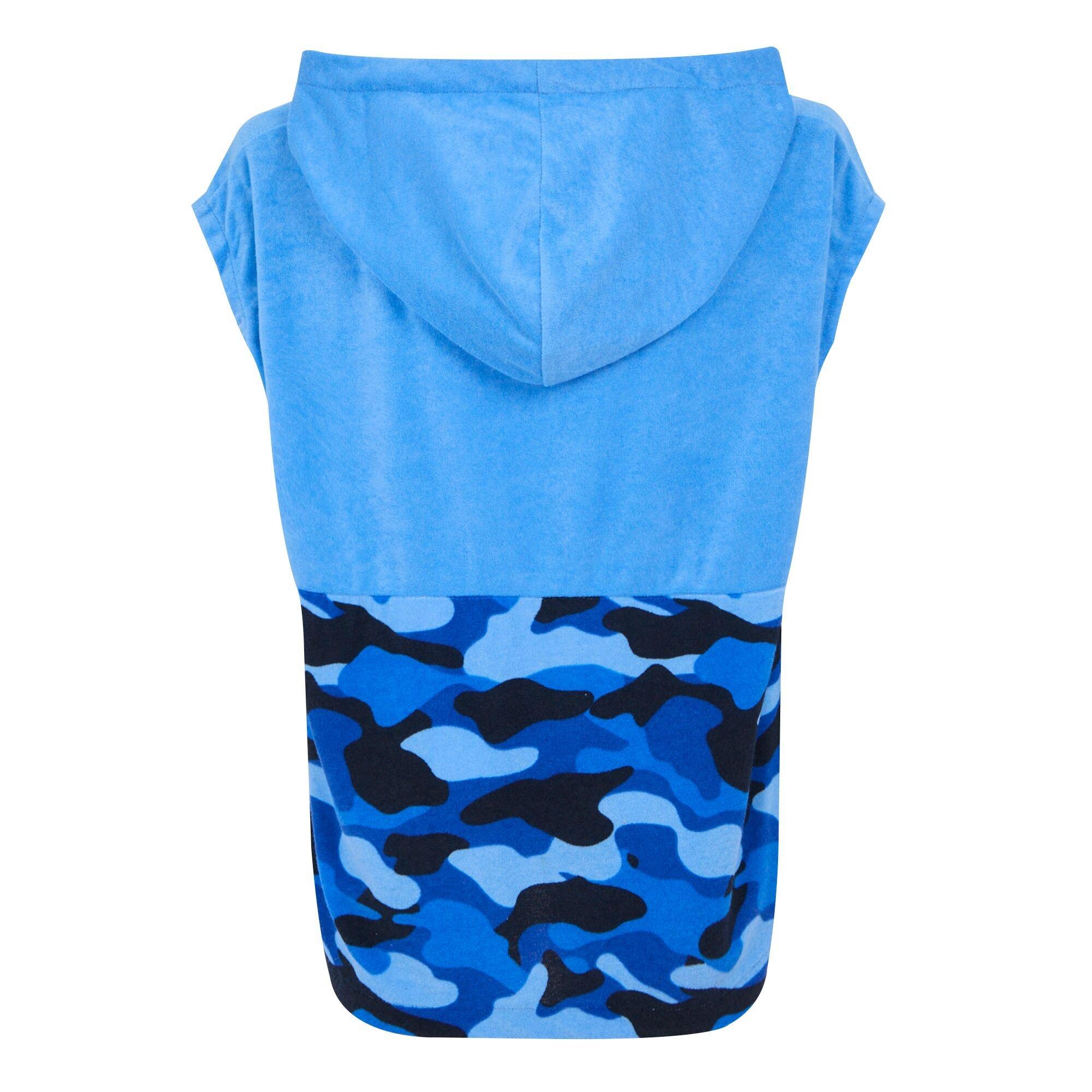 Elysium Blue/Bl - Regatta - Unisex Kids' Towel Robe II Soft Towelling Hooded Waterproof Robe - 7